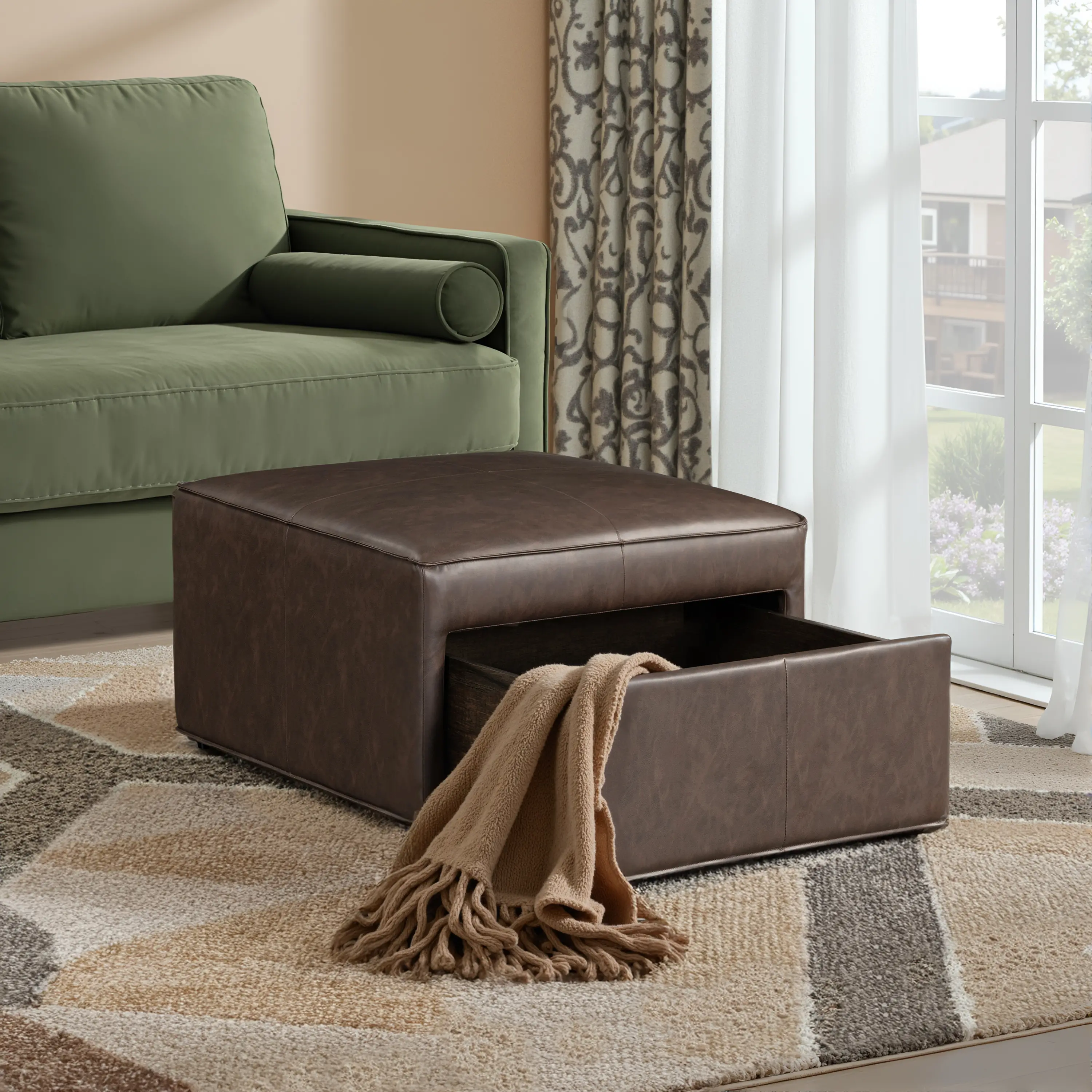 510A016BRN Mattie Chestnut Brown Faux Leather Storage Ottoman-1