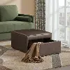 510A016BRN Mattie Chestnut Brown Faux Leather Storage Ottoman