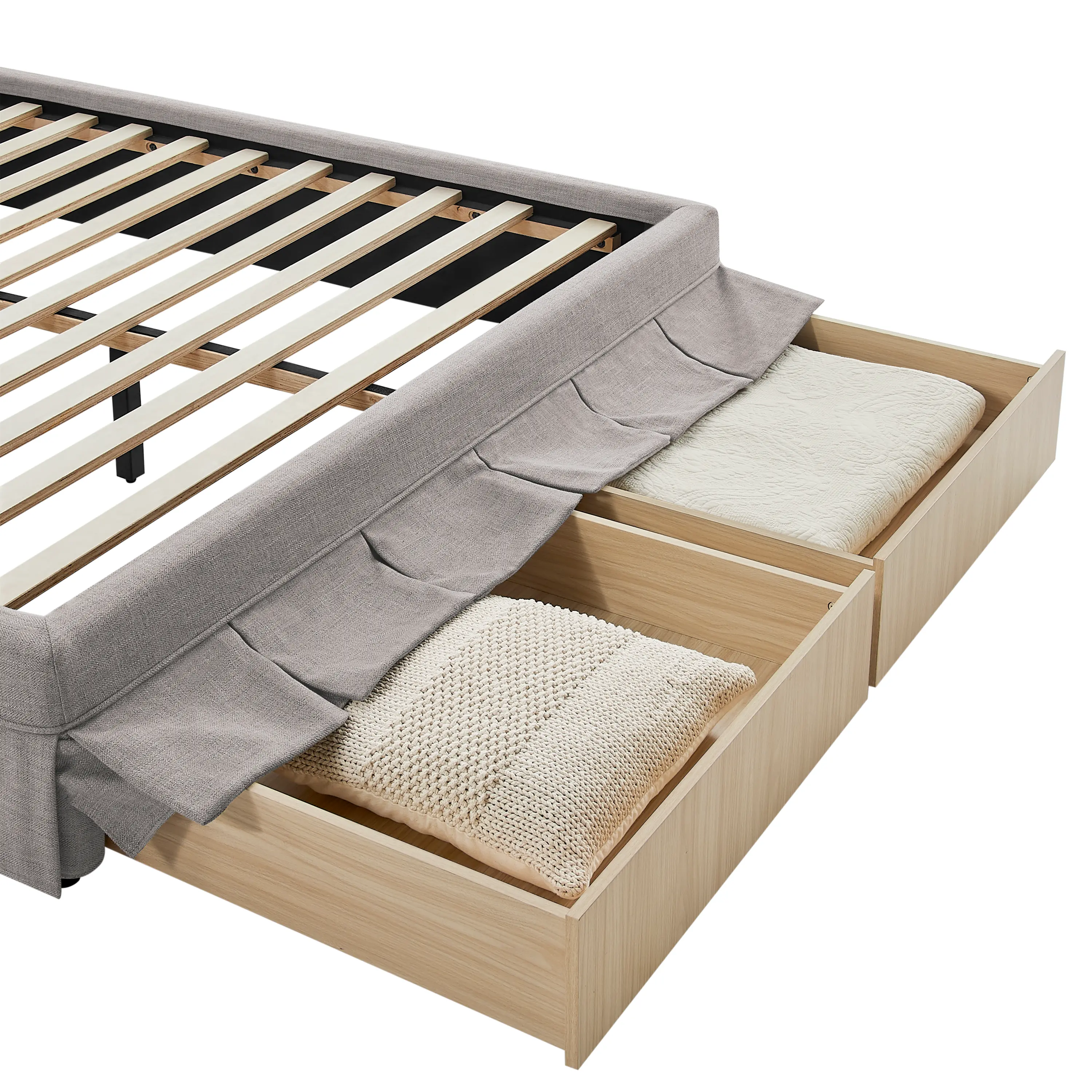 31QA009GRY-SET Darcy Gray Upholstered Queen Storage Bed-15