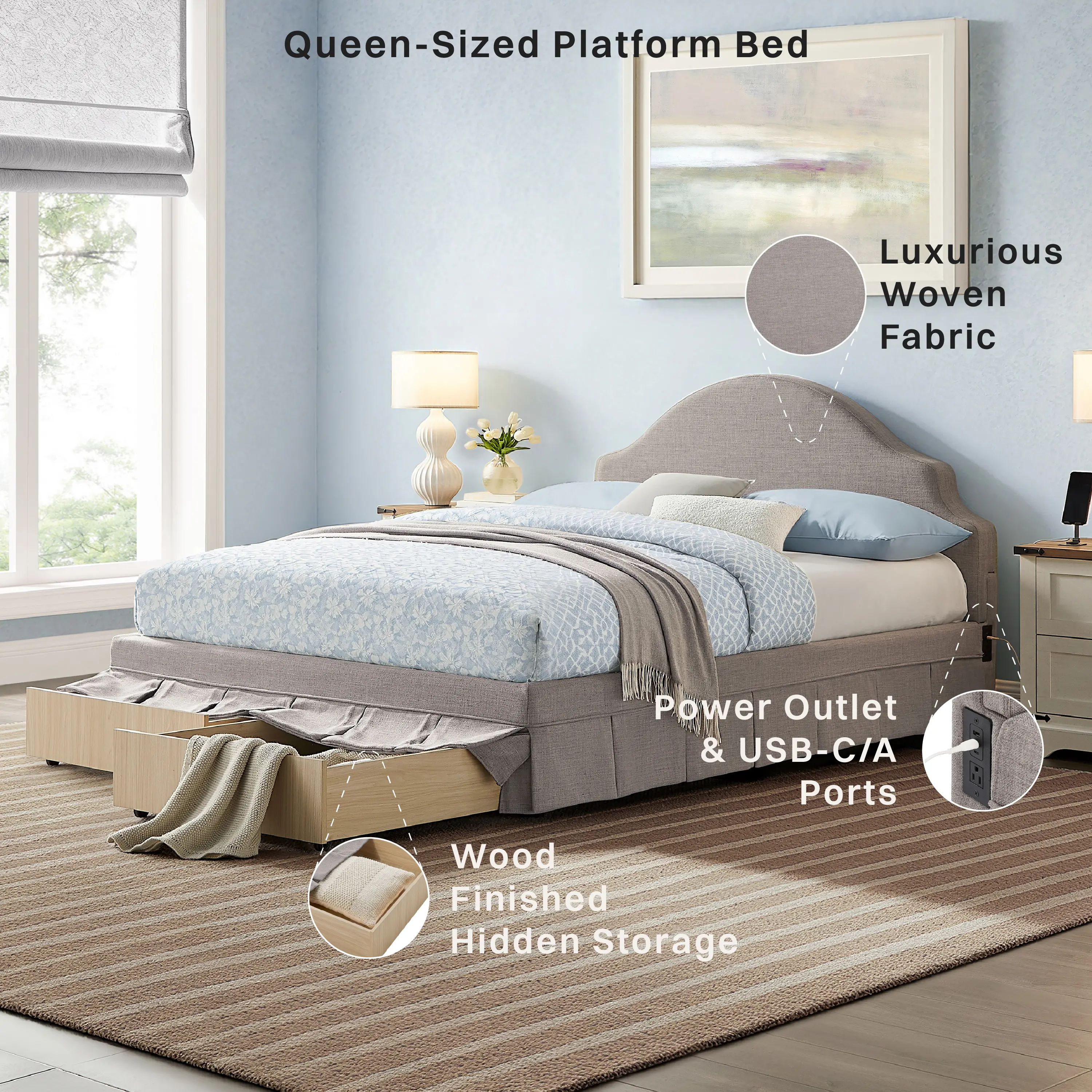 31QA009GRY-SET Darcy Gray Upholstered Queen Storage Bed-4