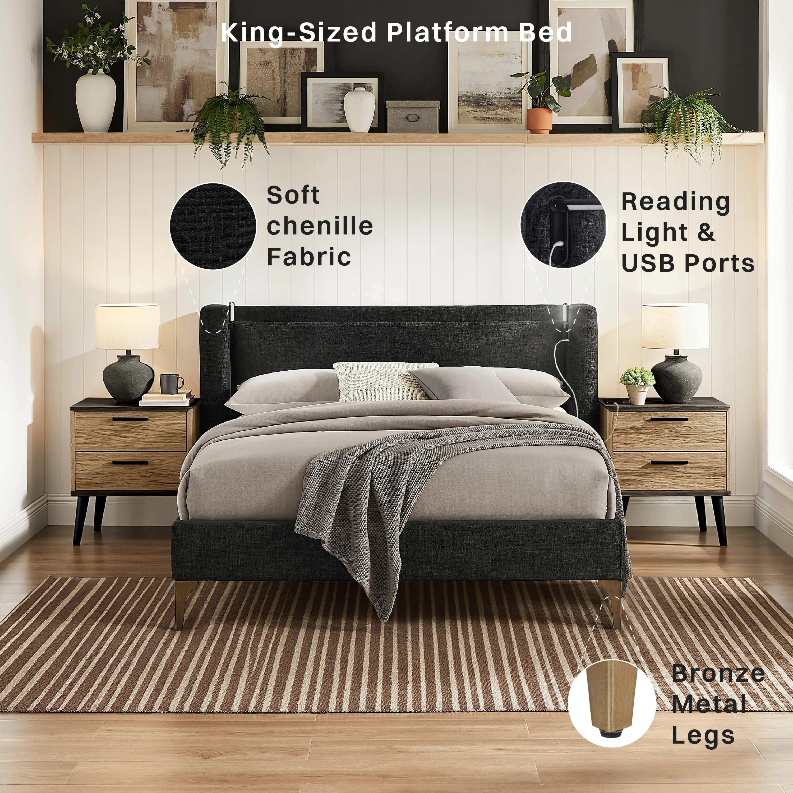 31KA008BLK-SET Hanna Black Upholstered Wingback King Bed-4