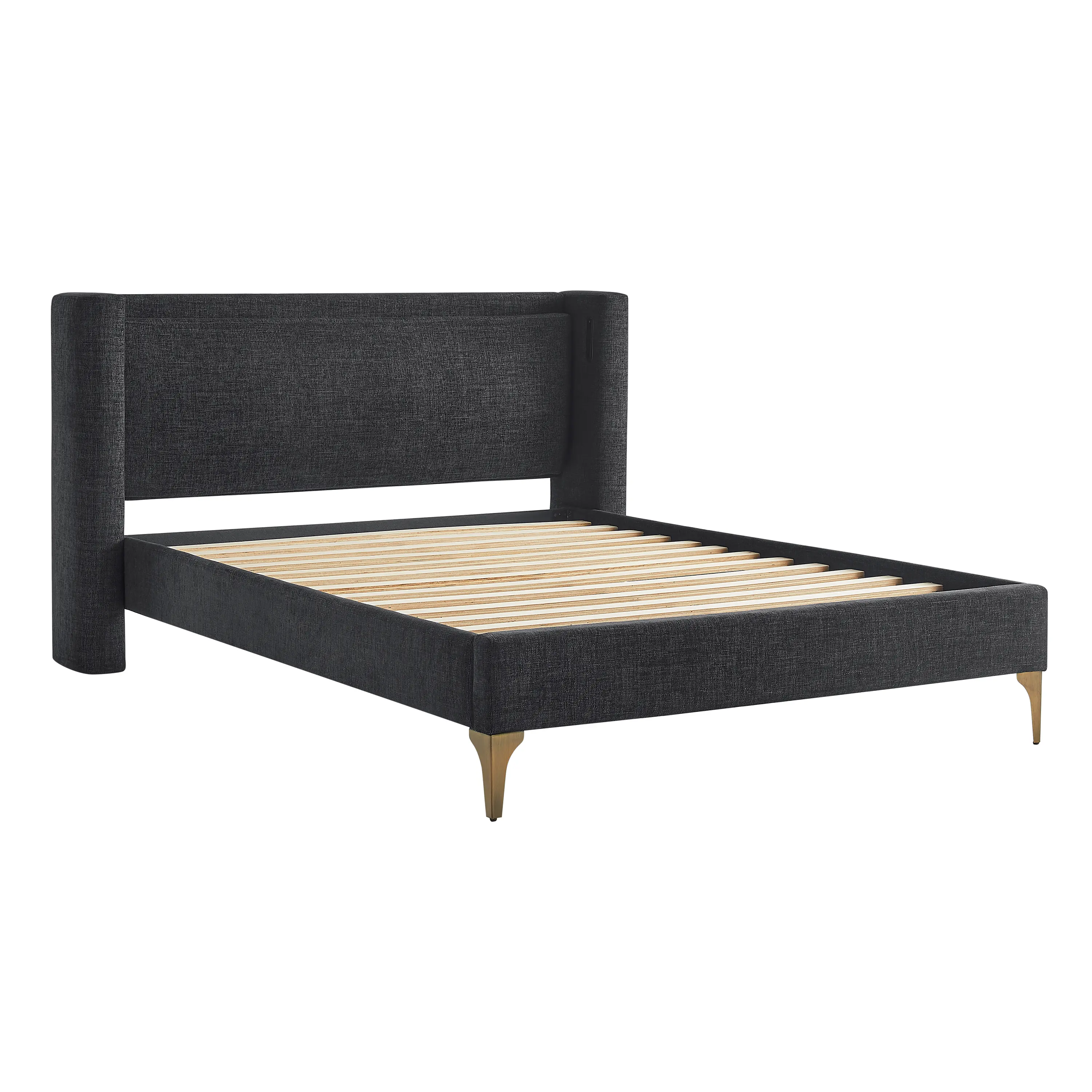 31KA008BLK-SET Hanna Black Upholstered Wingback King Bed-7