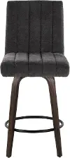 B26-HANKFB-GRTZQ2 BNBK2 Hank 26 Black and Walnut Fixed-Height Counter Stool - Set of 2