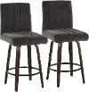 B26-HANKFB-GRTZQ2 BNBK2 Hank 26 Black and Walnut Swivel Counter Stools - Set of 2