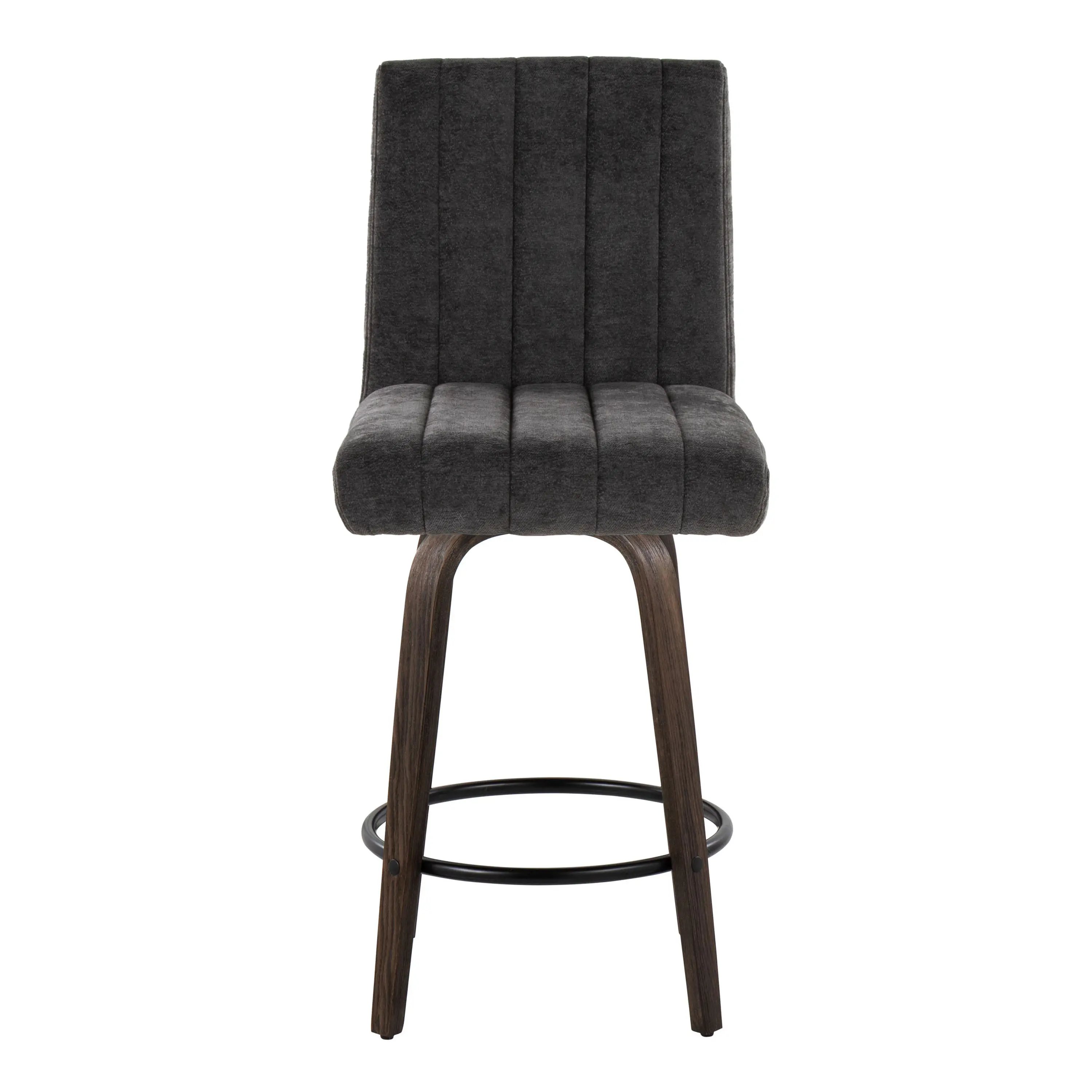 B26-HANKFB-GRTZQ2 BNBK2 Hank 26 Black and Walnut Swivel Counter Stools - Set of 2-3
