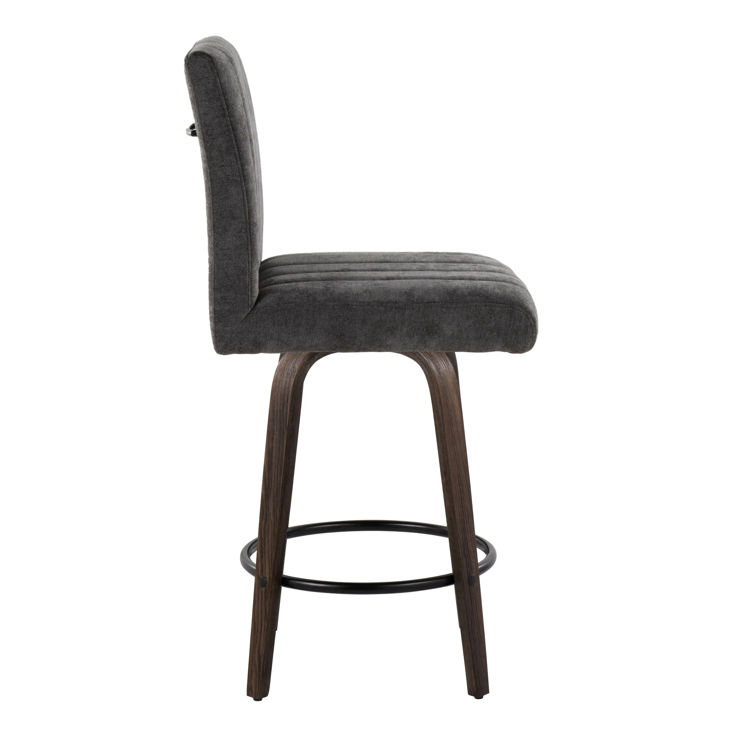 B26-HANKFB-GRTZQ2 BNBK2 Hank 26 Black and Walnut Swivel Counter Stools - Set of 2-5