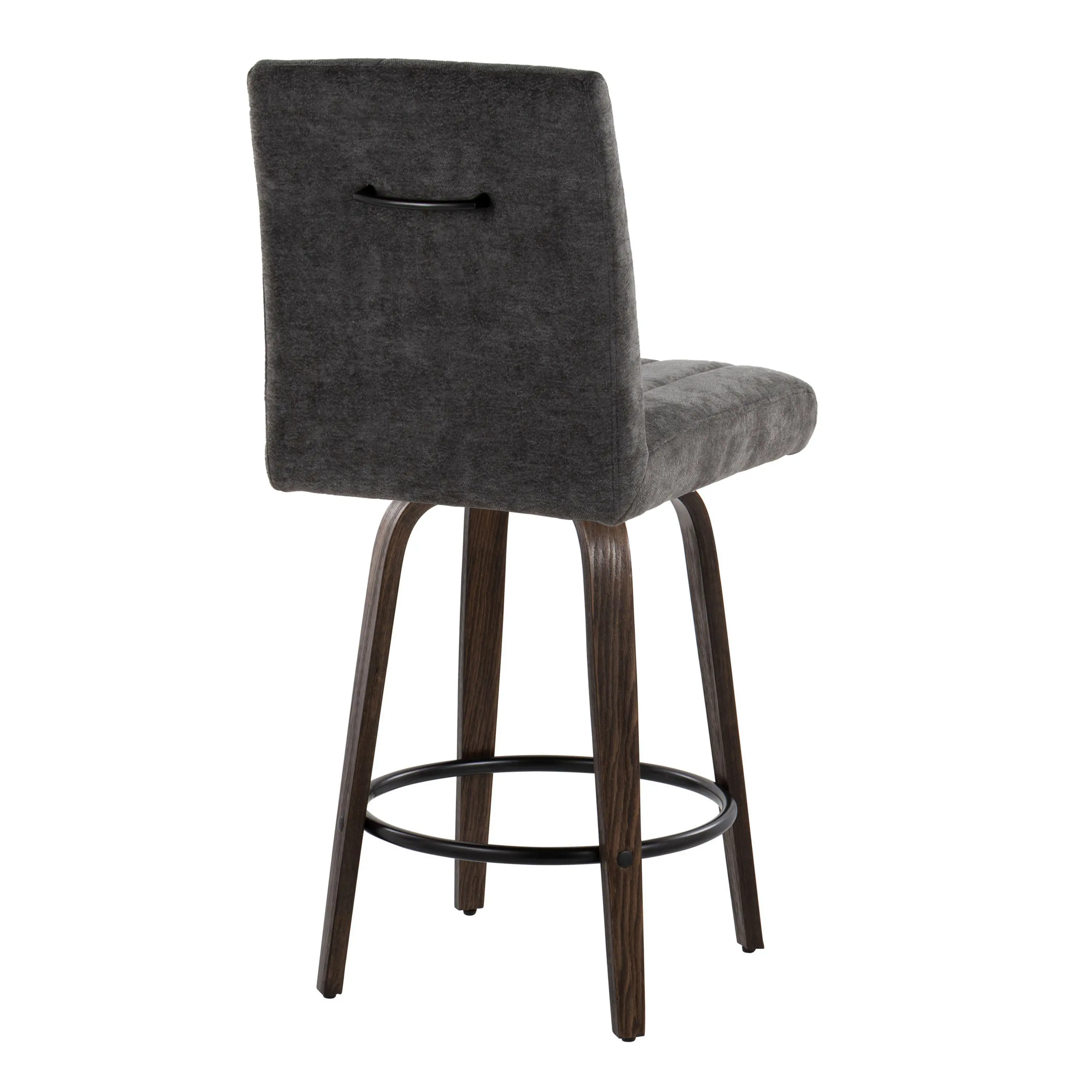 B26-HANKFB-GRTZQ2 BNBK2 Hank 26 Black and Walnut Swivel Counter Stools - Set of 2-6