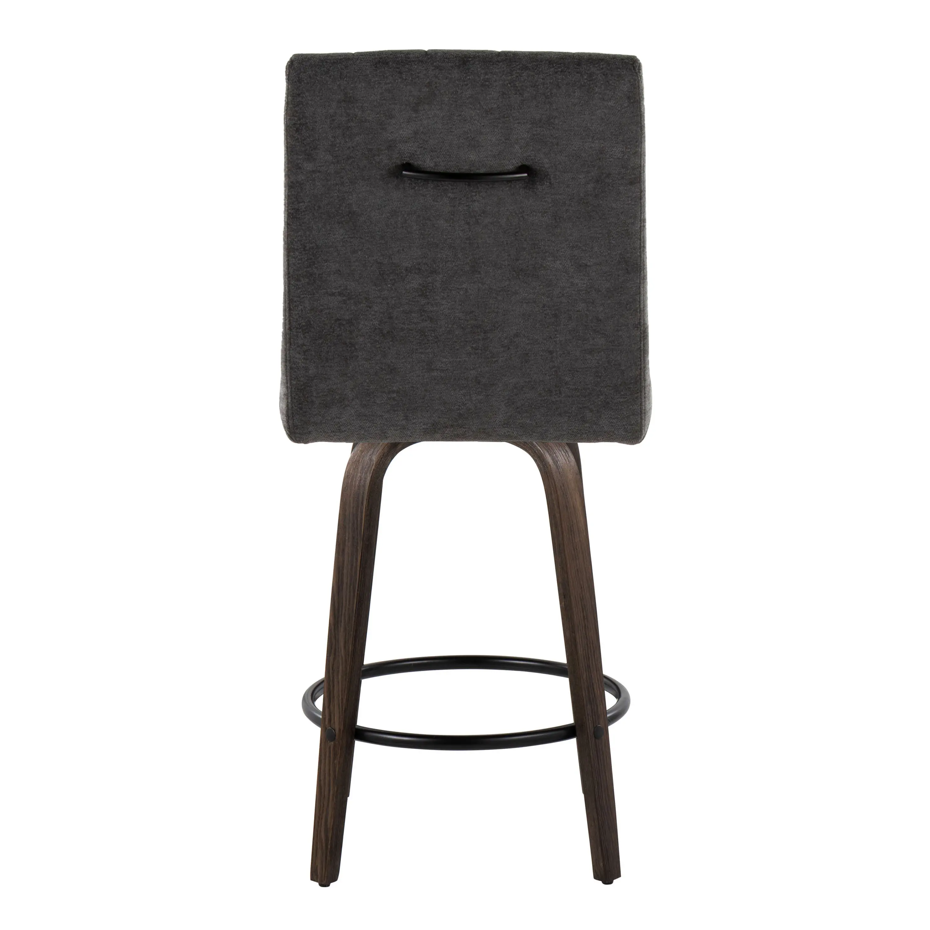 B26-HANKFB-GRTZQ2 BNBK2 Hank 26 Black and Walnut Swivel Counter Stools - Set of 2-7