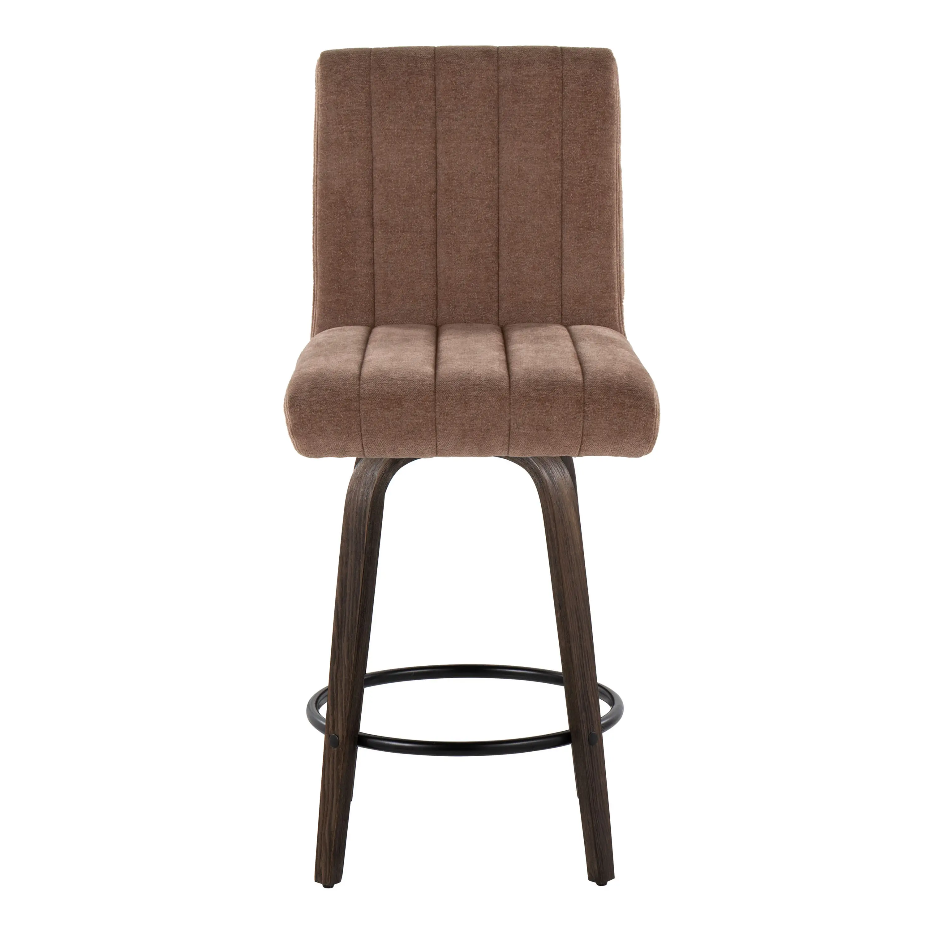 B26-HANKFB-GRTZQ2 BNBN2 Hank 26 Brown and Walnut Swivel Counter Stools - Set of 2-3