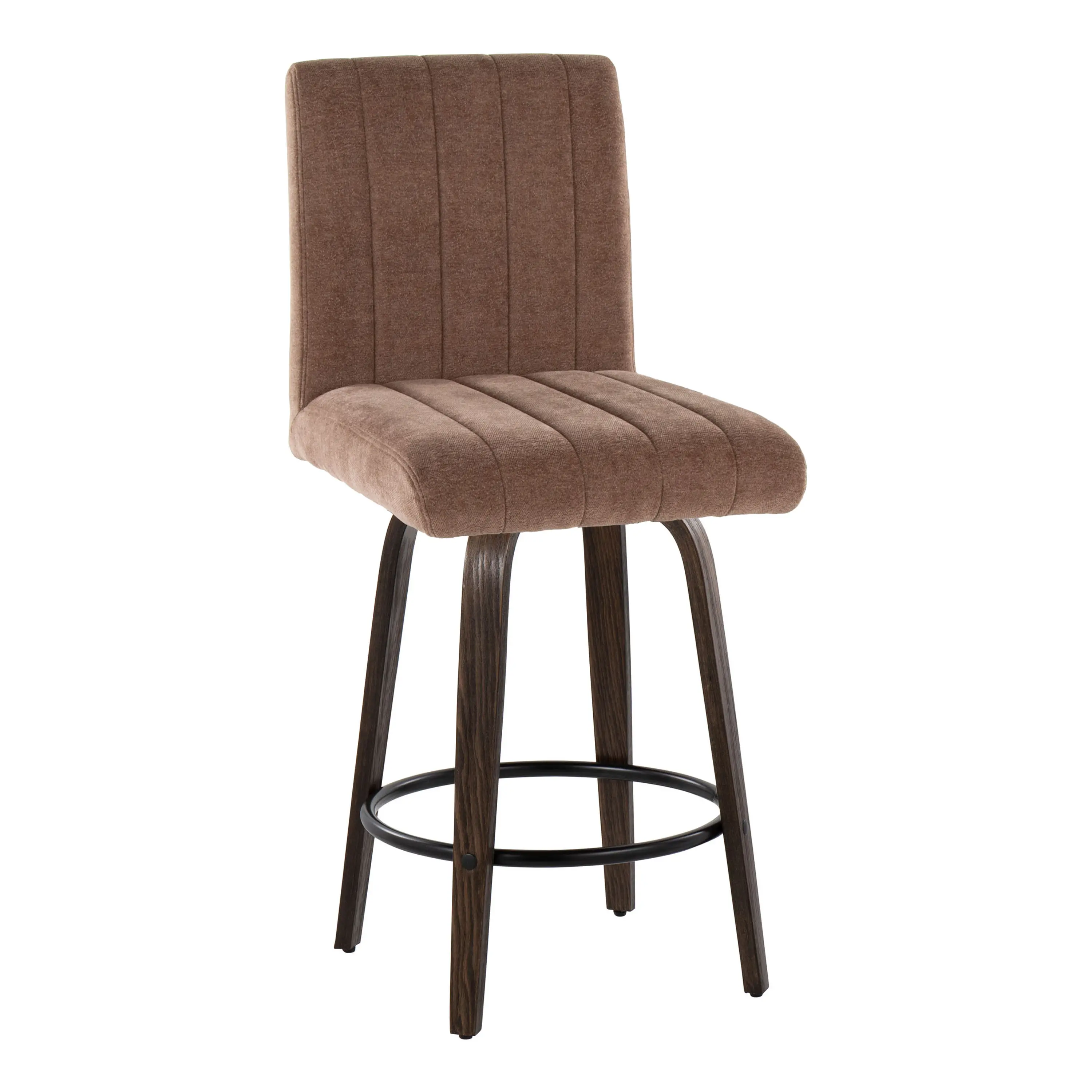 B26-HANKFB-GRTZQ2 BNBN2 Hank 26 Brown and Walnut Swivel Counter Stools - Set of 2-4