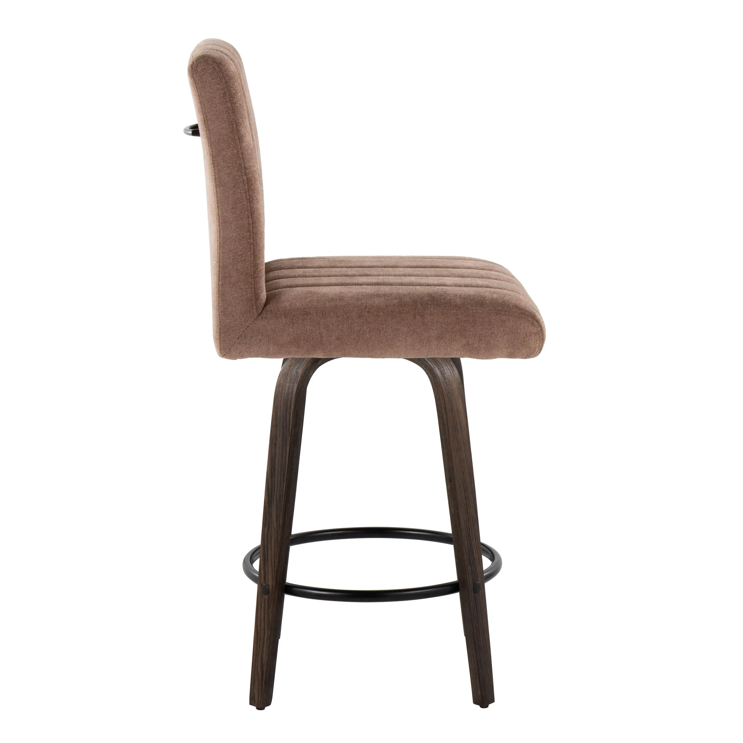 B26-HANKFB-GRTZQ2 BNBN2 Hank 26 Brown and Walnut Swivel Counter Stools - Set of 2-5