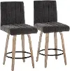 B26-HANKFB-GRTZQ2 WWBK2 Hank 26 Black and Whitewashed Swivel Counter Stools - Set of 2