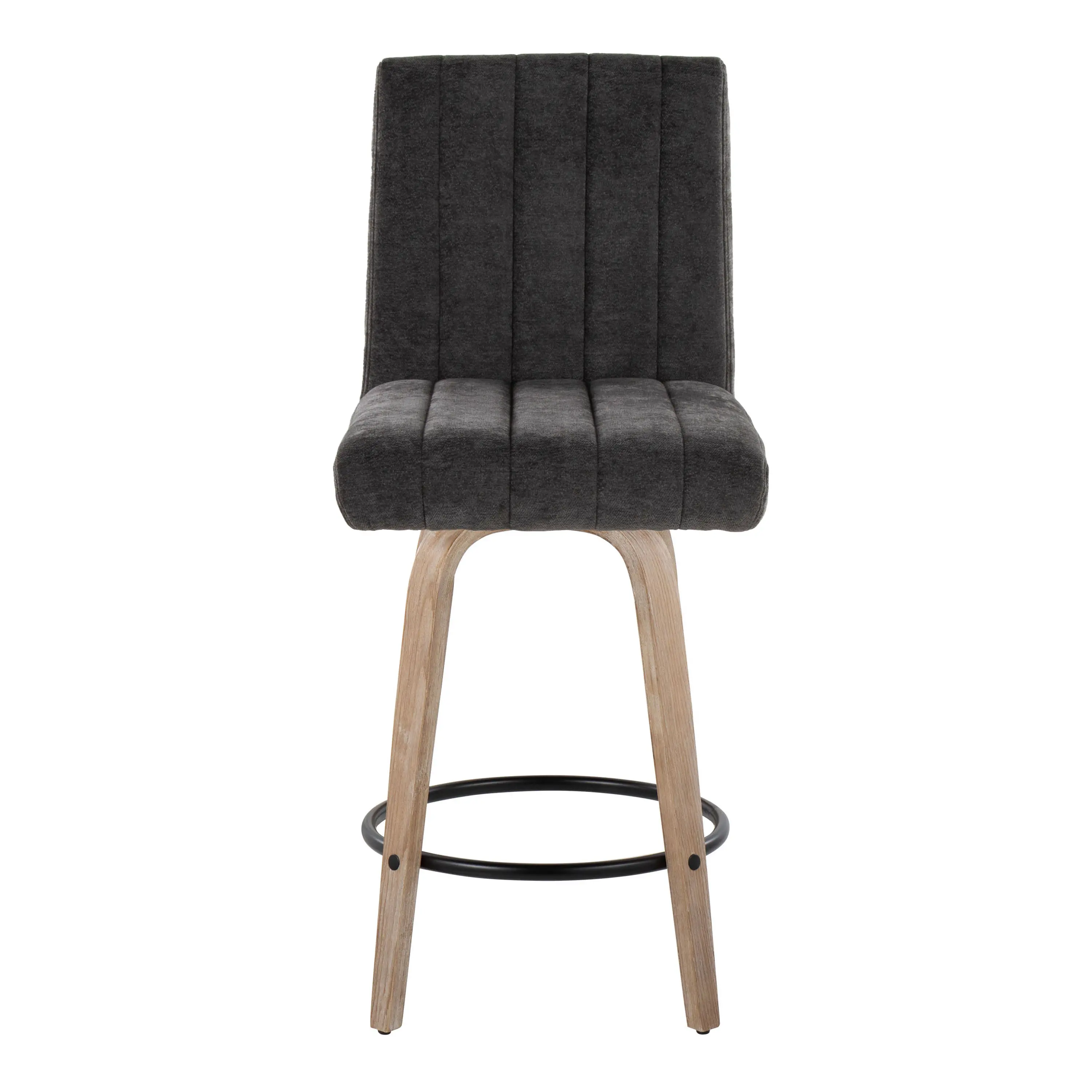 B26-HANKFB-GRTZQ2 WWBK2 Hank 26 Black and Whitewashed Swivel Counter Stools - Set of 2-3