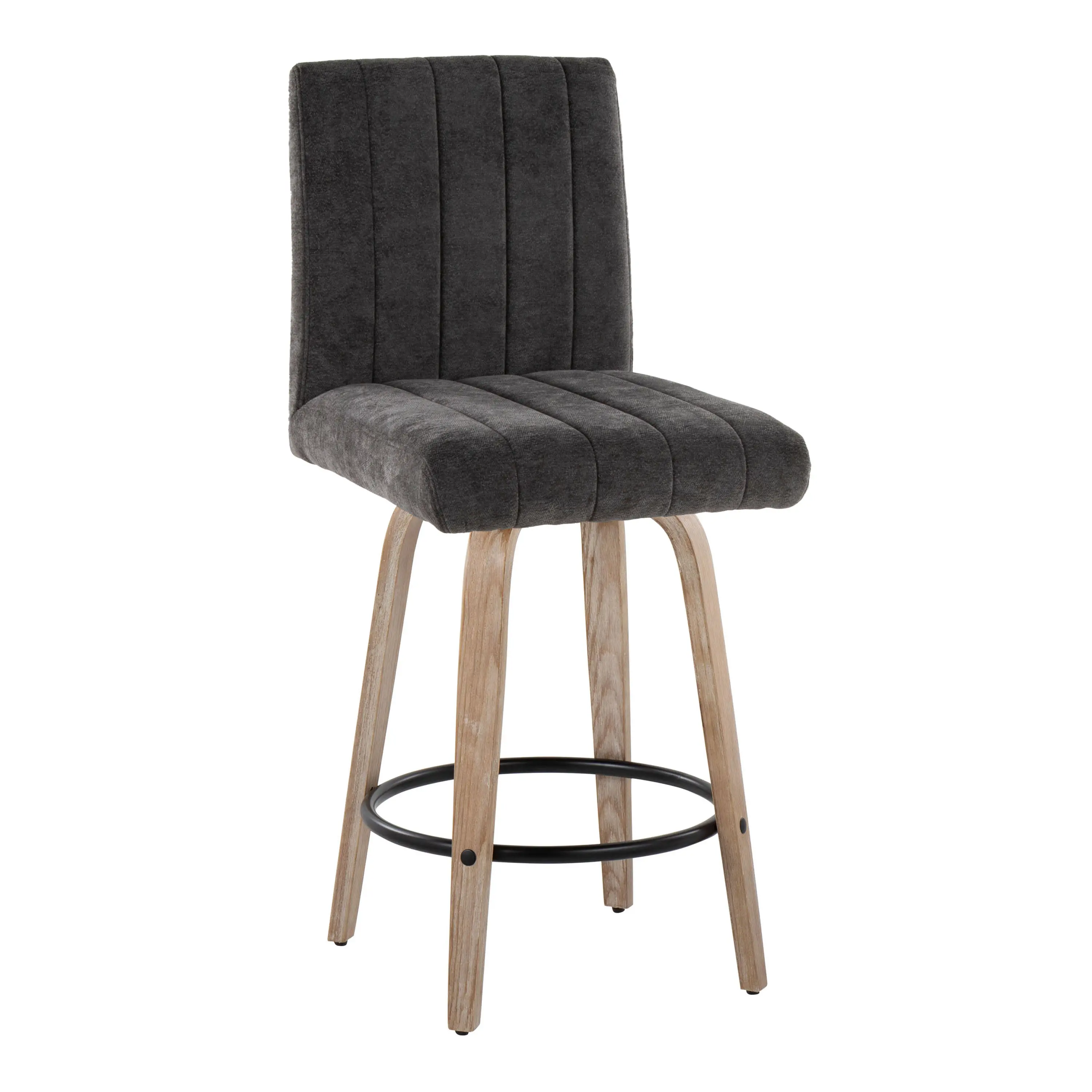 B26-HANKFB-GRTZQ2 WWBK2 Hank 26 Black and Whitewashed Swivel Counter Stools - Set of 2-4