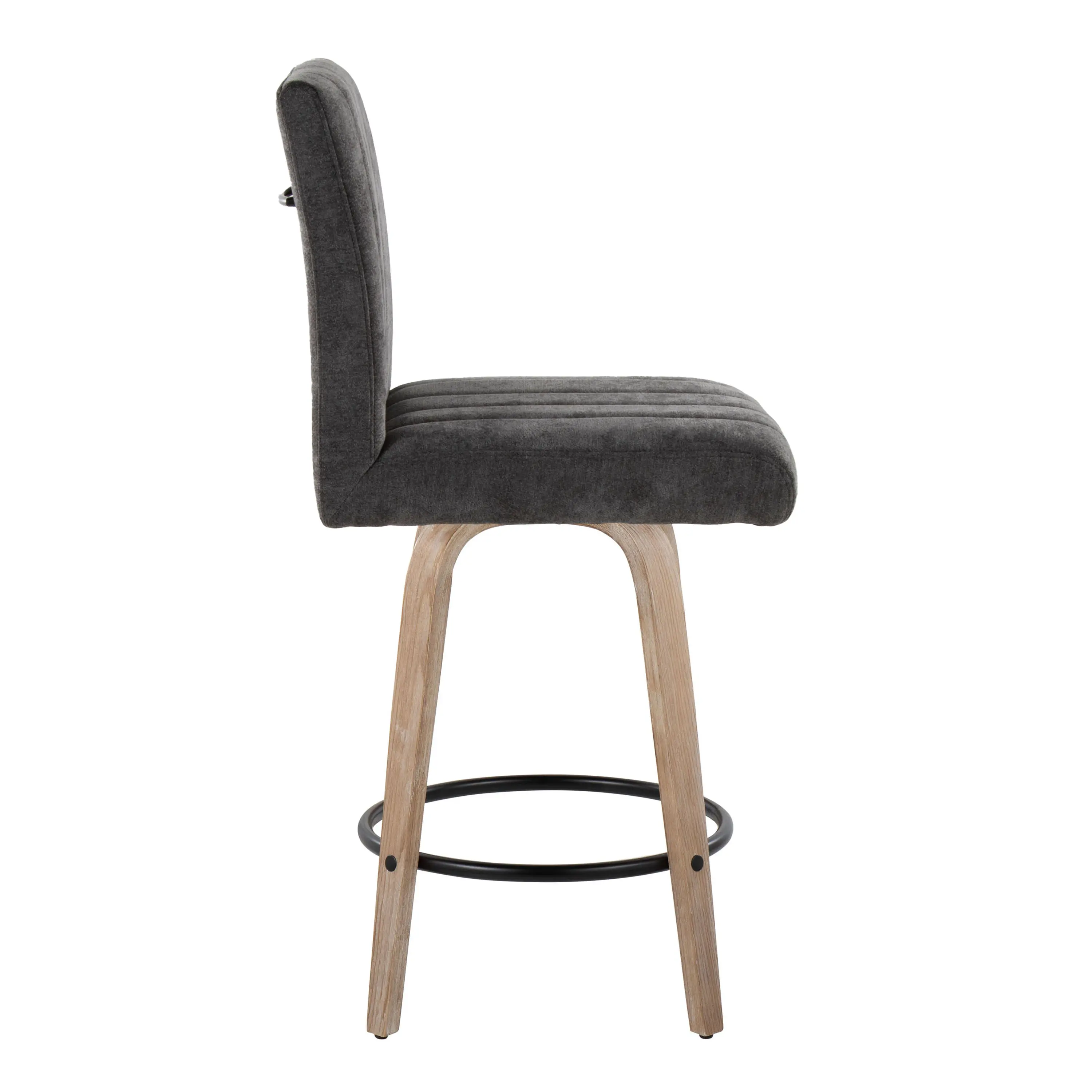 B26-HANKFB-GRTZQ2 WWBK2 Hank 26 Black and Whitewashed Swivel Counter Stools - Set of 2-5