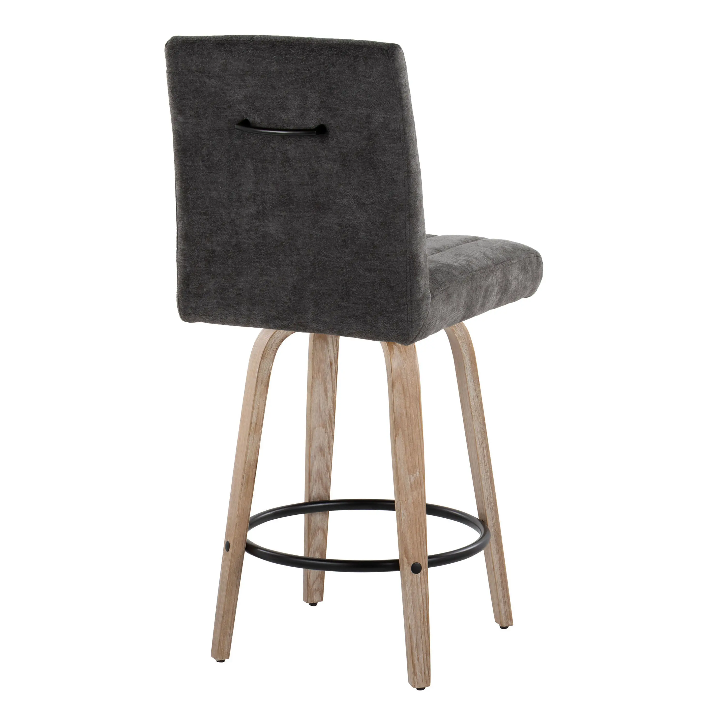 B26-HANKFB-GRTZQ2 WWBK2 Hank 26 Black and Whitewashed Swivel Counter Stools - Set of 2-6