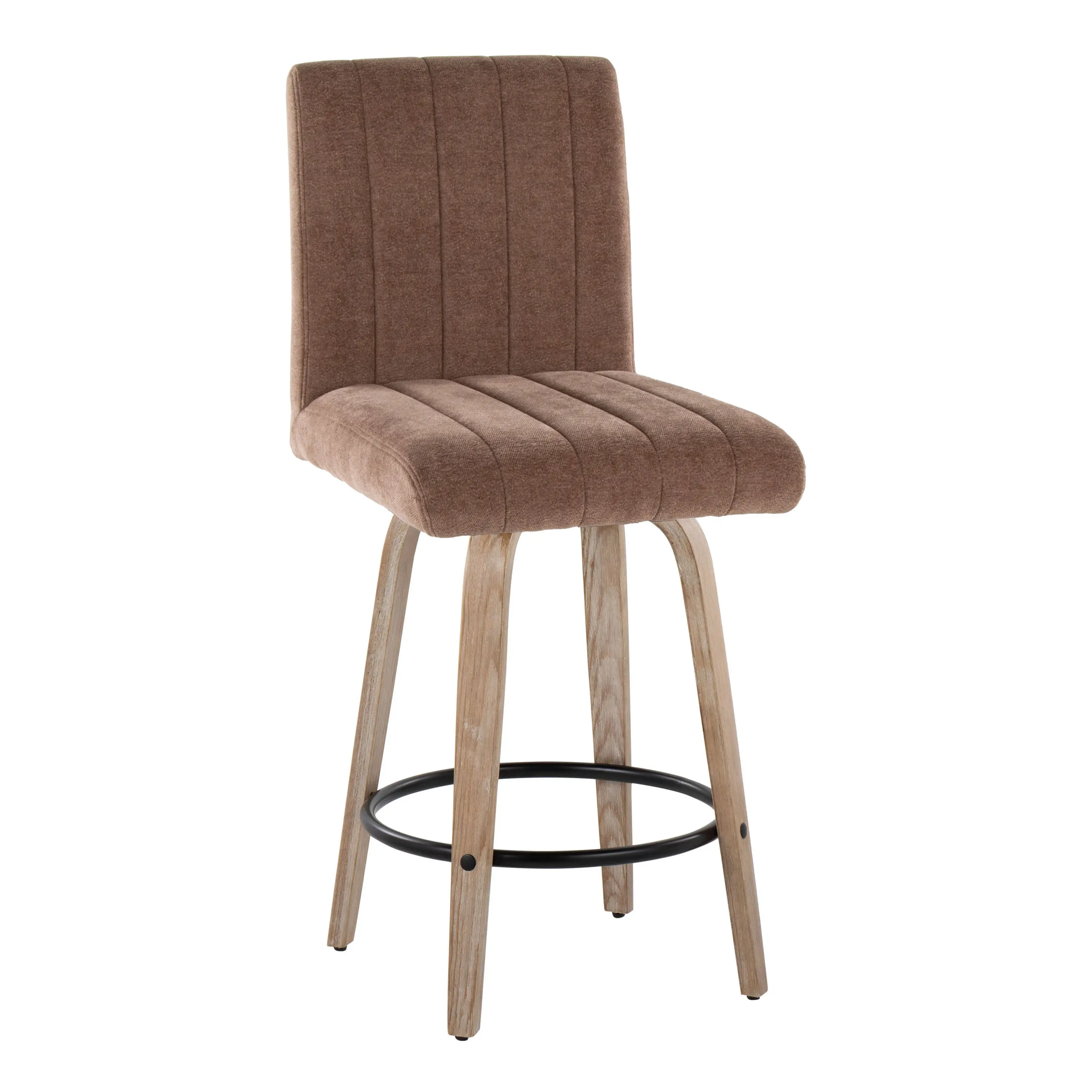 B26-HANKFB-GRTZQ2 WWBN2 Hank 26 Brown and Whitewashed Swivel Counter Stools - Set of 2-4
