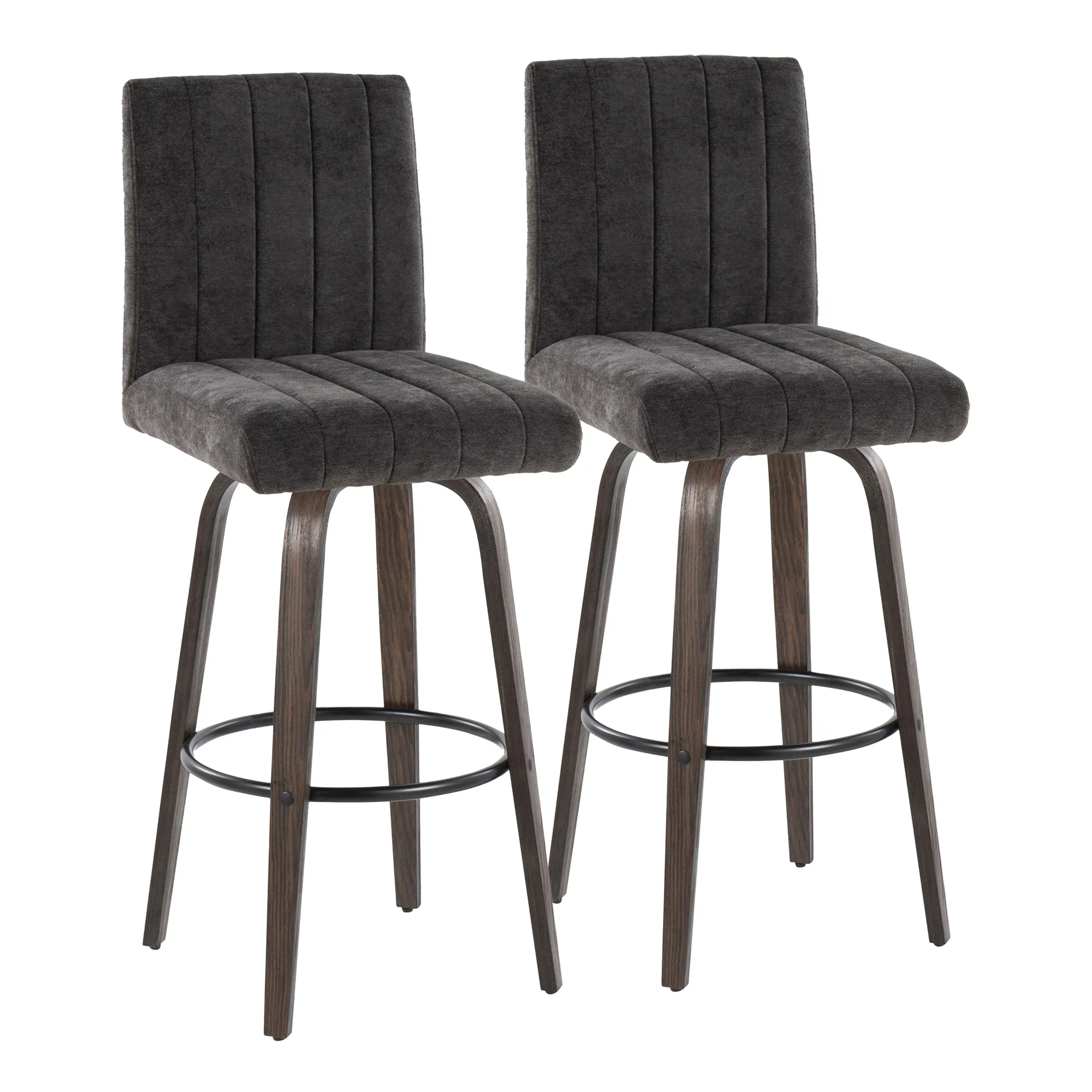 B30-HANKFB-GRTZQ2 BNBK2 Hank 30 Black and Brown Swivel Barstools - Set of 2-1