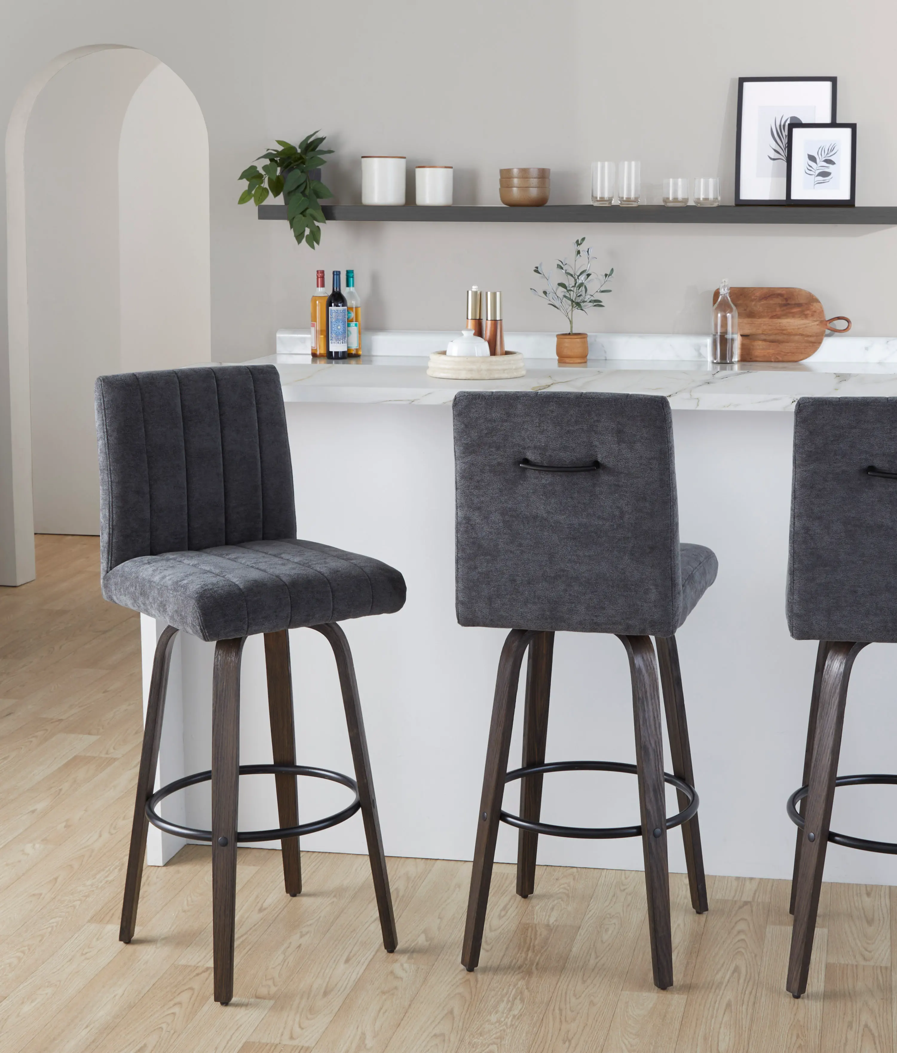 B30-HANKFB-GRTZQ2 BNBK2 Hank 30 Black and Brown Swivel Barstools - Set of 2-2