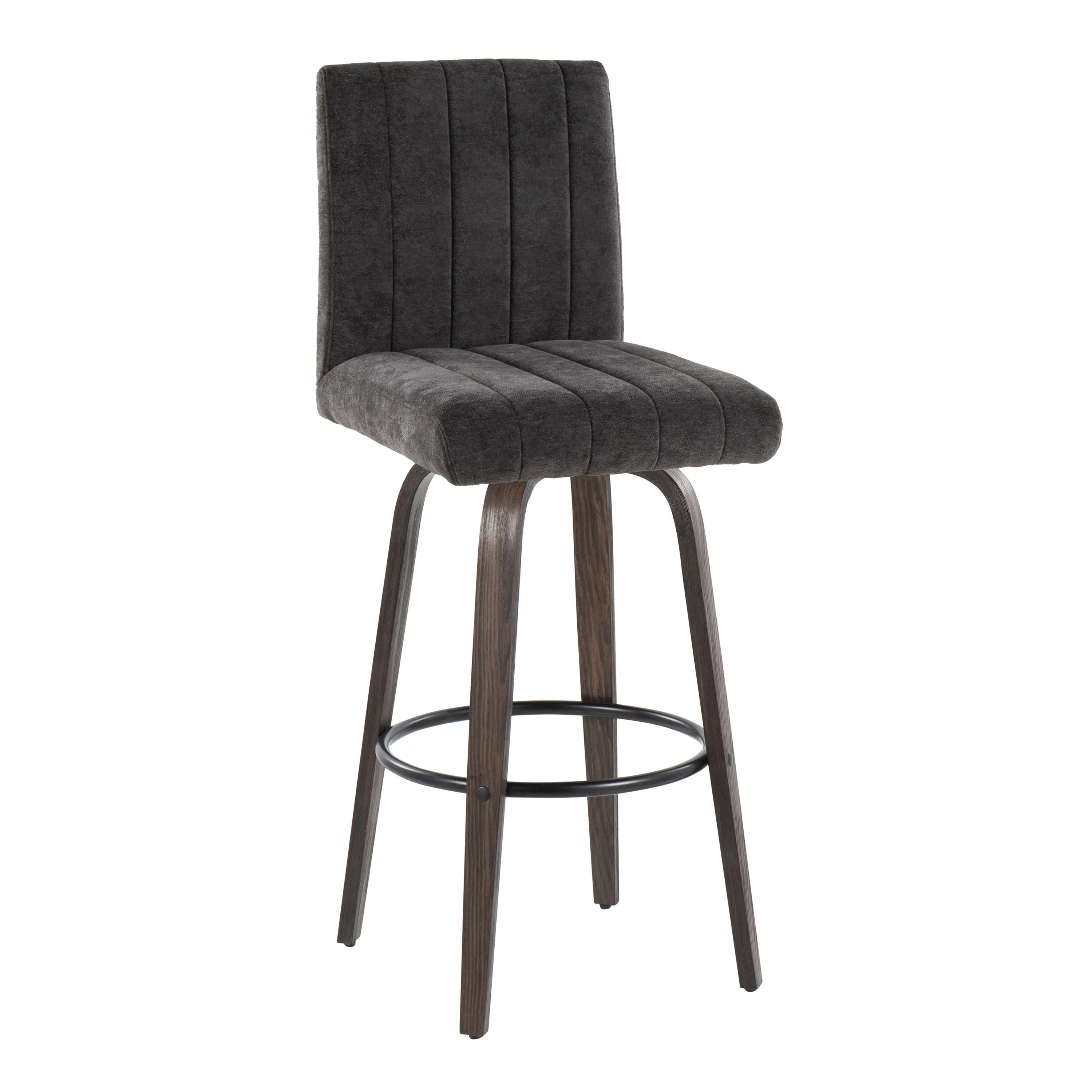 B30-HANKFB-GRTZQ2 BNBK2 Hank 30 Black and Brown Swivel Barstools - Set of 2-4