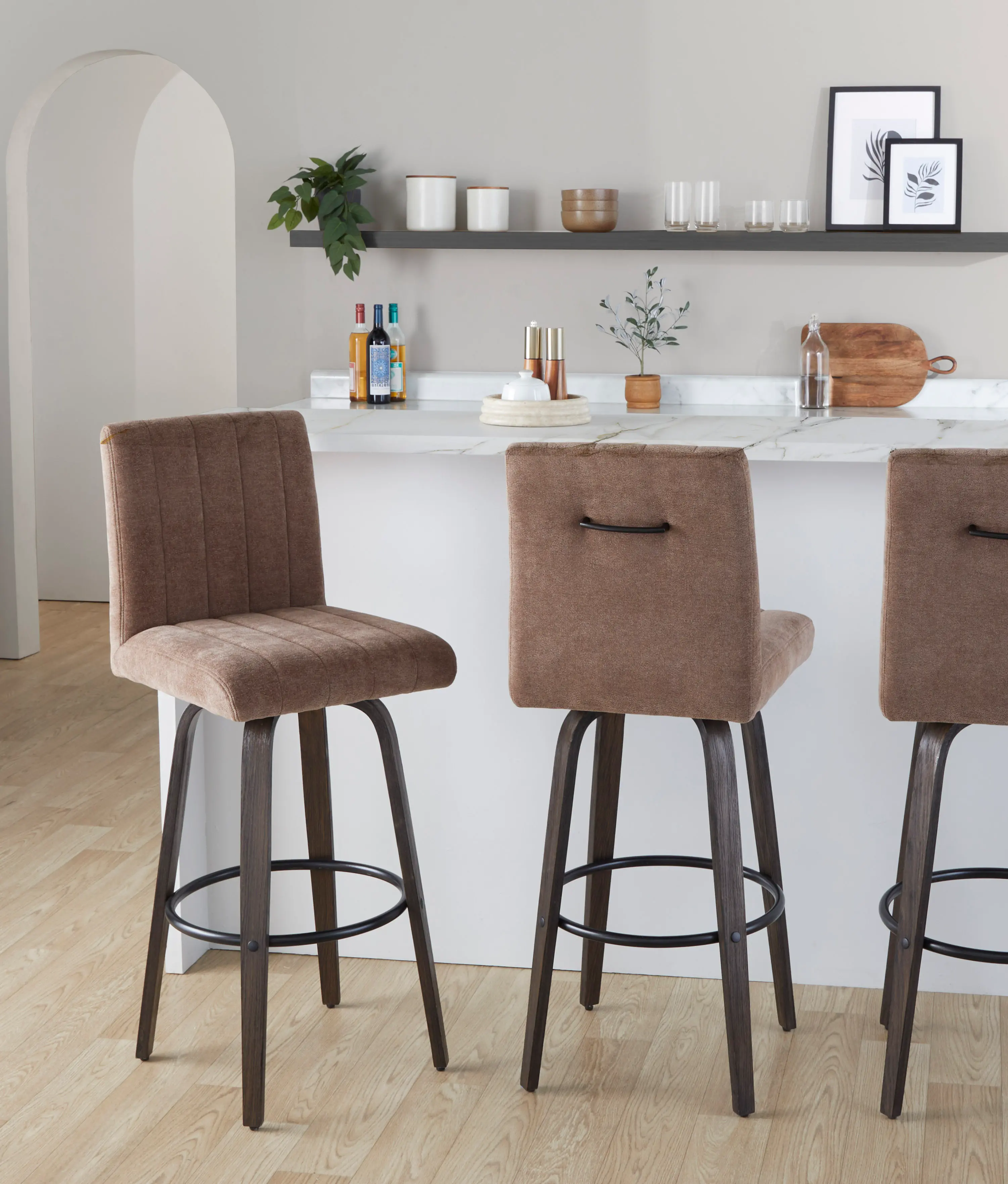 B30-HANKFB-GRTZQ2 BNBN2 Hank 30 Brown and Walnut Swivel Barstools - Set of 2-2