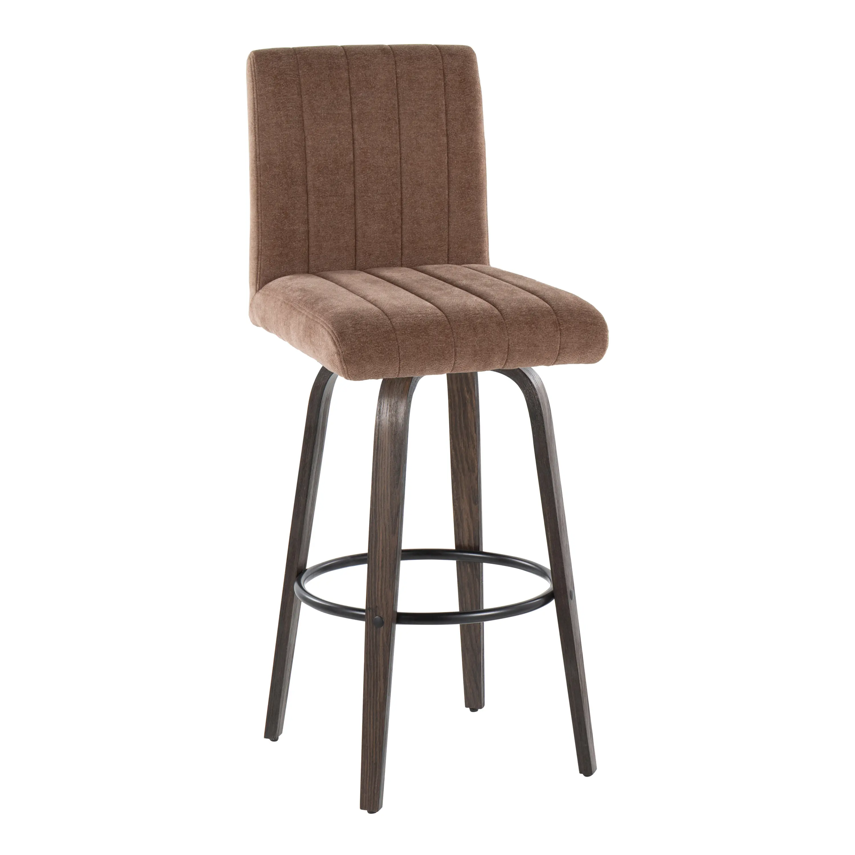 B30-HANKFB-GRTZQ2 BNBN2 Hank 30 Brown and Walnut Swivel Barstools - Set of 2-4