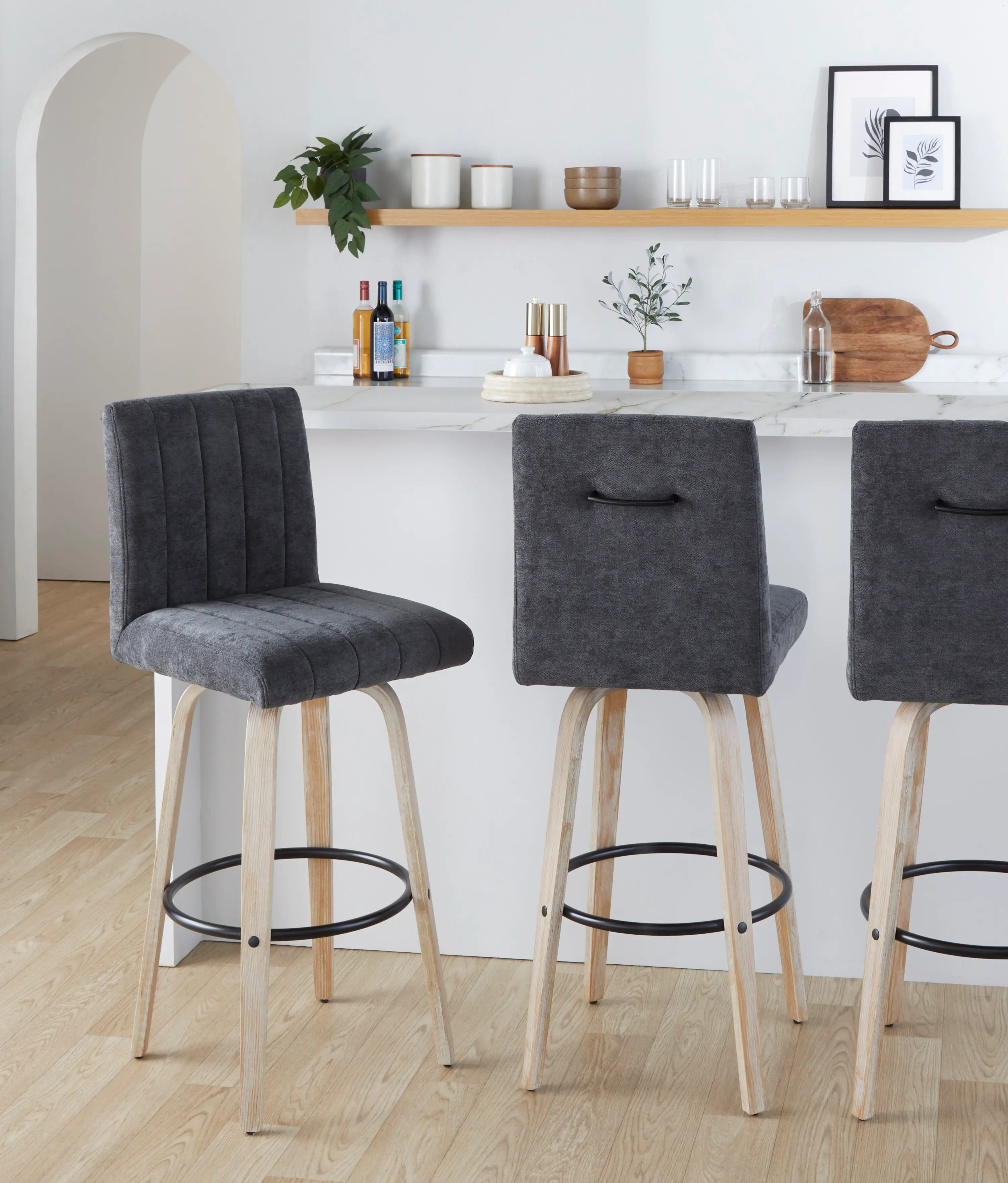 B30-HANKFB-GRTZQ2 WWBK2 Hank 30 Black and Whitewashed Swivel Barstools - Set of 2-2