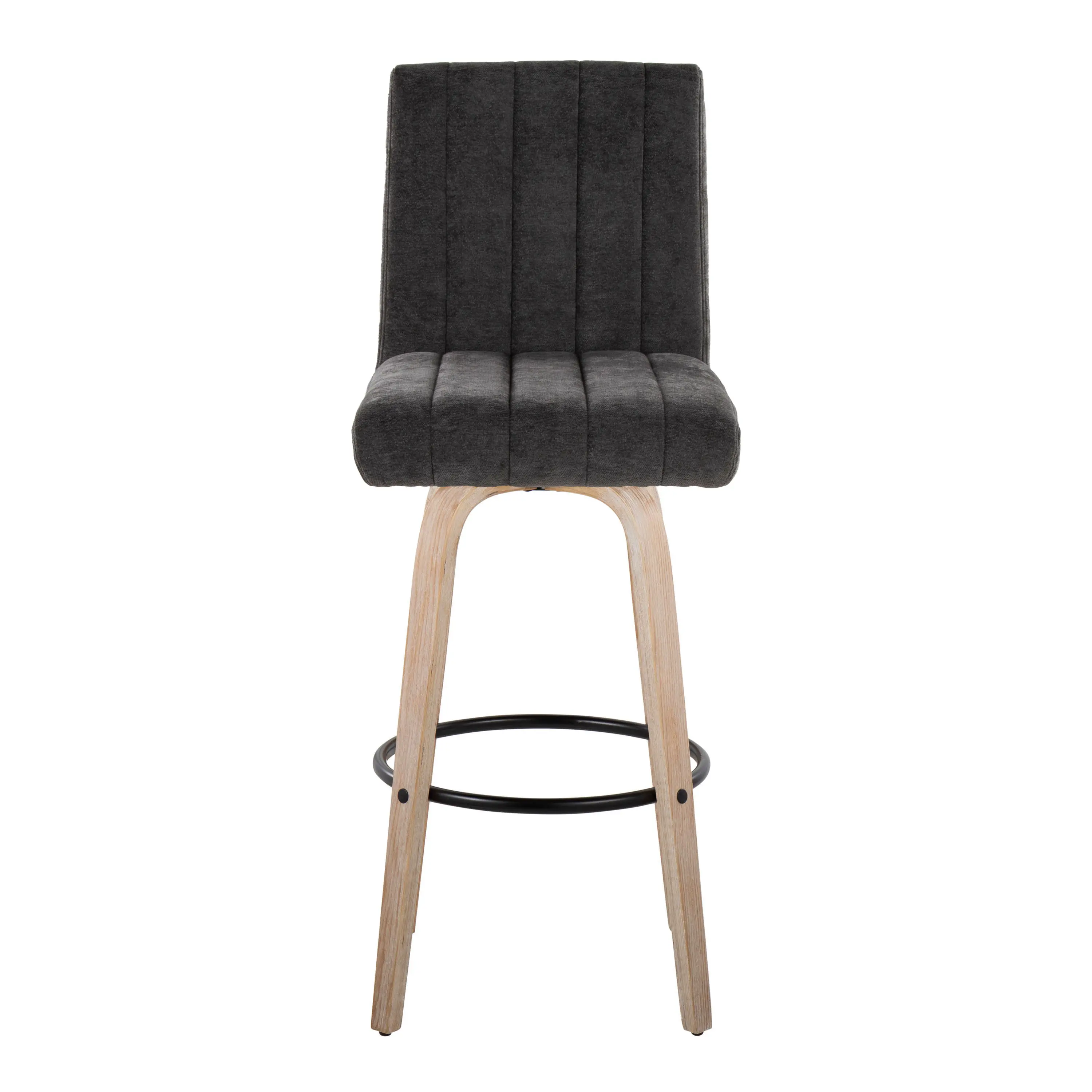 B30-HANKFB-GRTZQ2 WWBK2 Hank 30 Black and Whitewashed Swivel Barstools - Set of 2-3