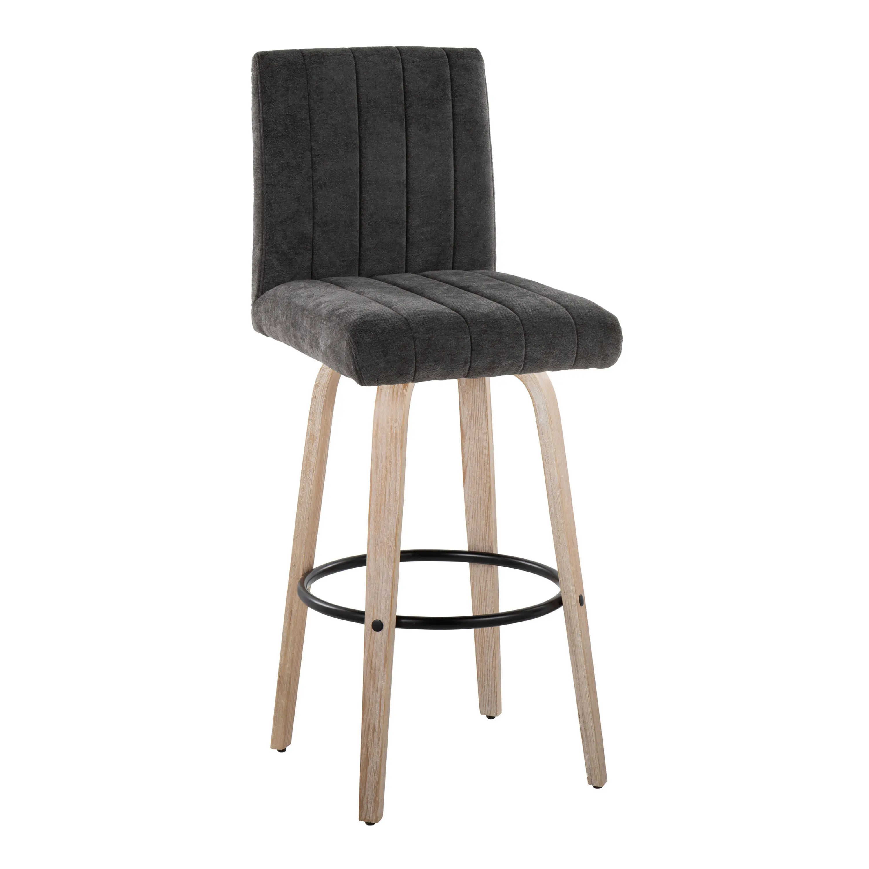 B30-HANKFB-GRTZQ2 WWBK2 Hank 30 Black and Whitewashed Swivel Barstools - Set of 2-4