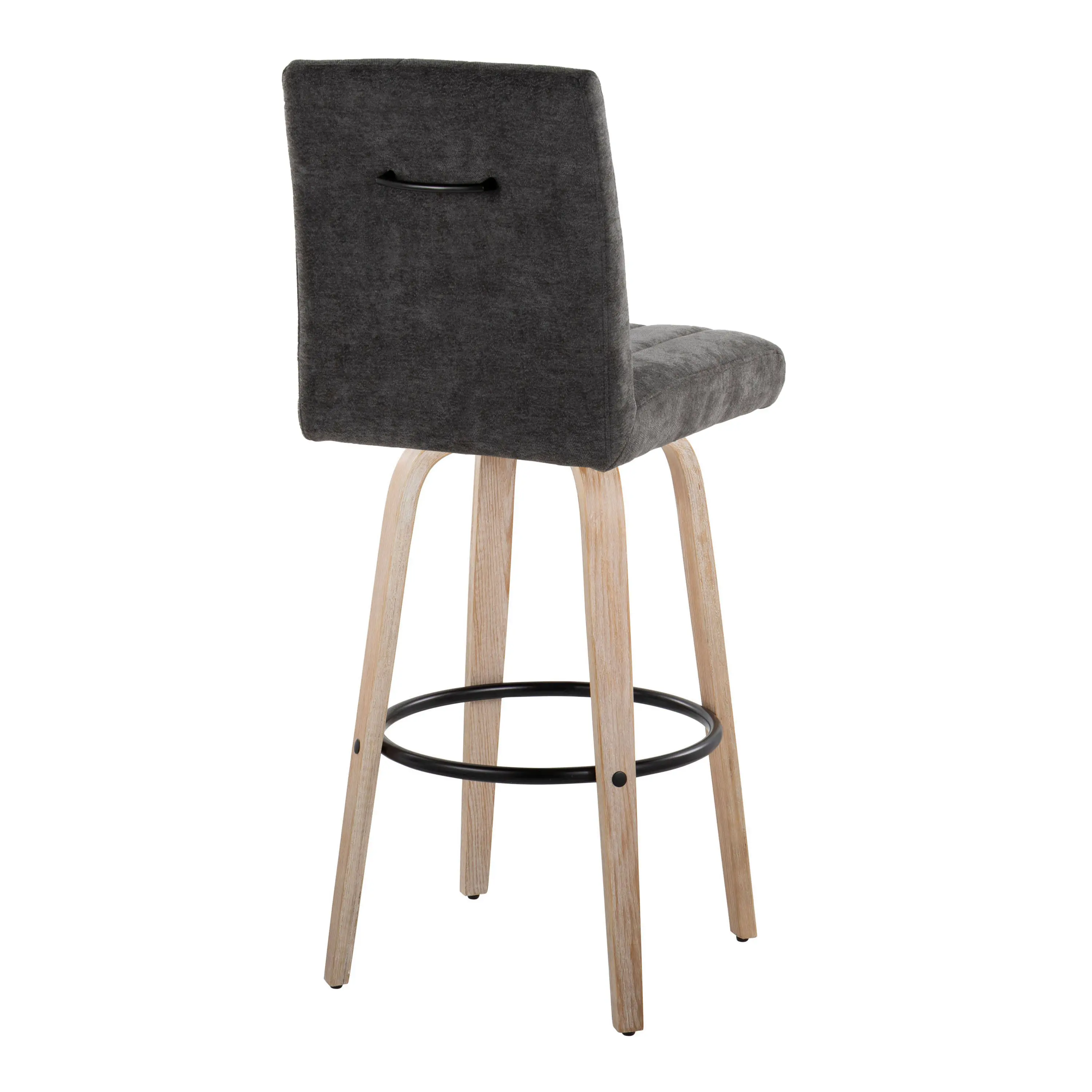 B30-HANKFB-GRTZQ2 WWBK2 Hank 30 Black and Whitewashed Swivel Barstools - Set of 2-6