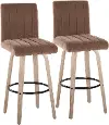 B30-HANKFB-GRTZQ2 WWBN2 Hank 30 Brown and Whitewashed Swivel Barstools - Set of 2