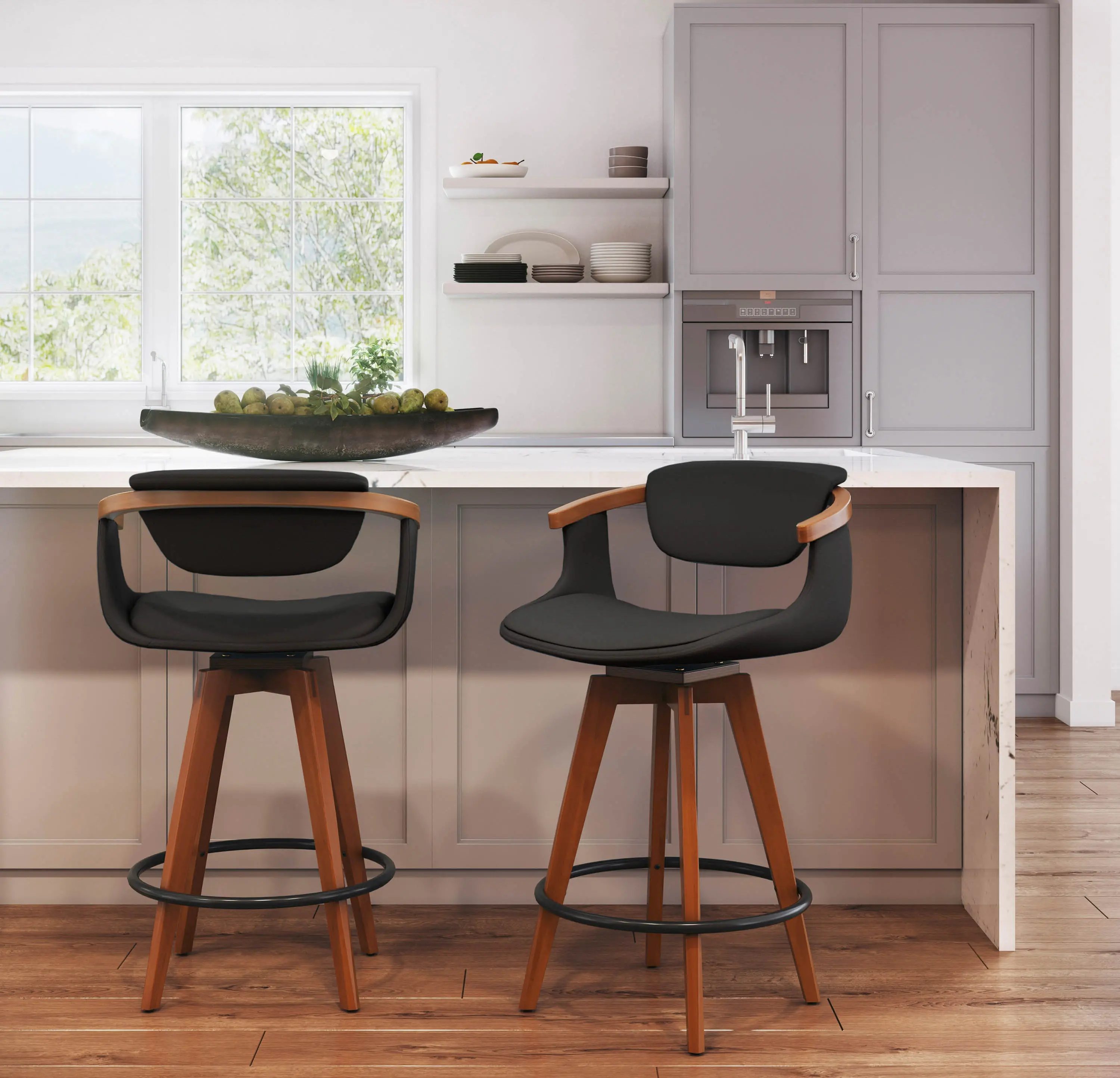 B26-ORACLE WLBK Oracle Black and Brown Counter Height Stool-2