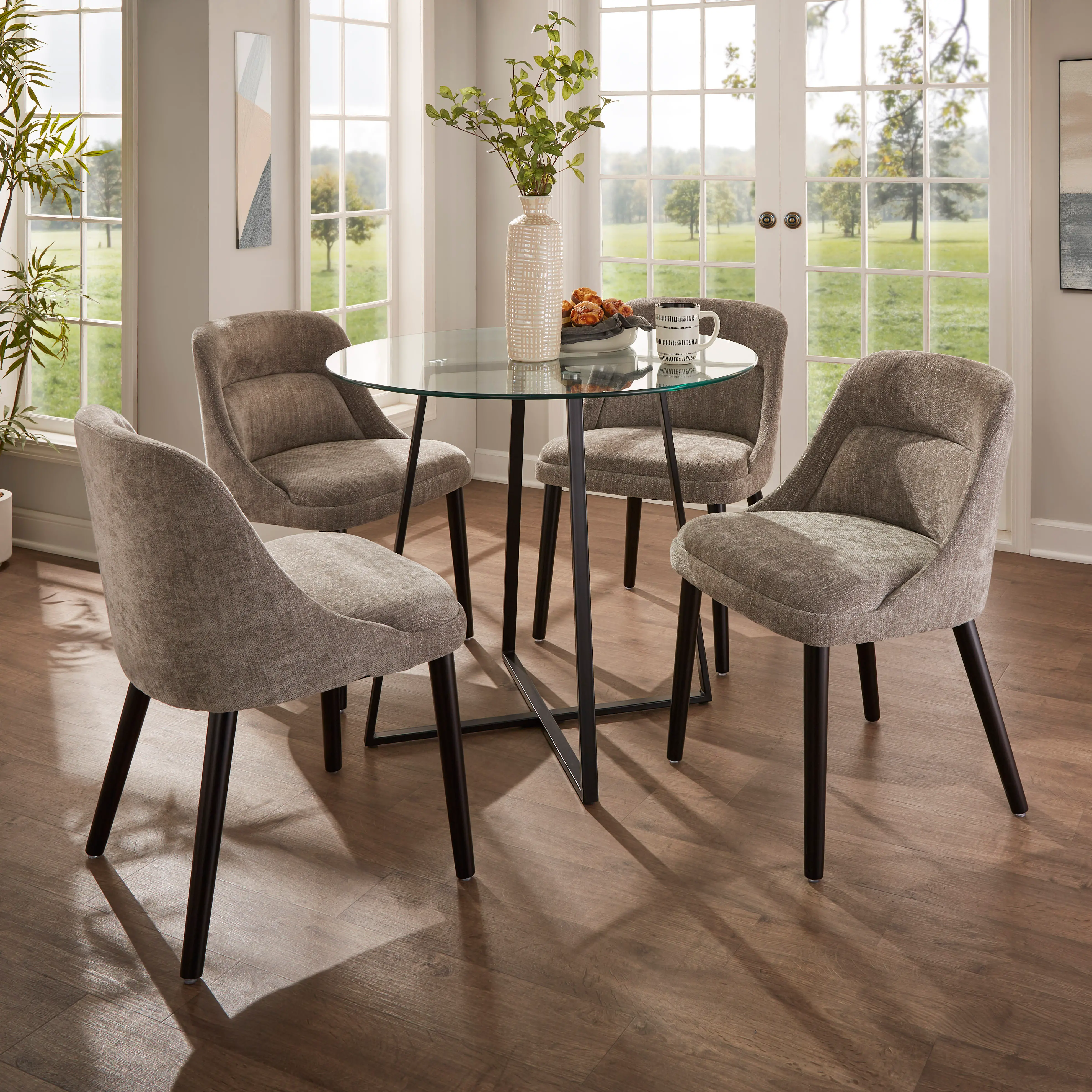 CH-RINA BKGY2 Rina Gray Dining Chairs, Set of 2-2