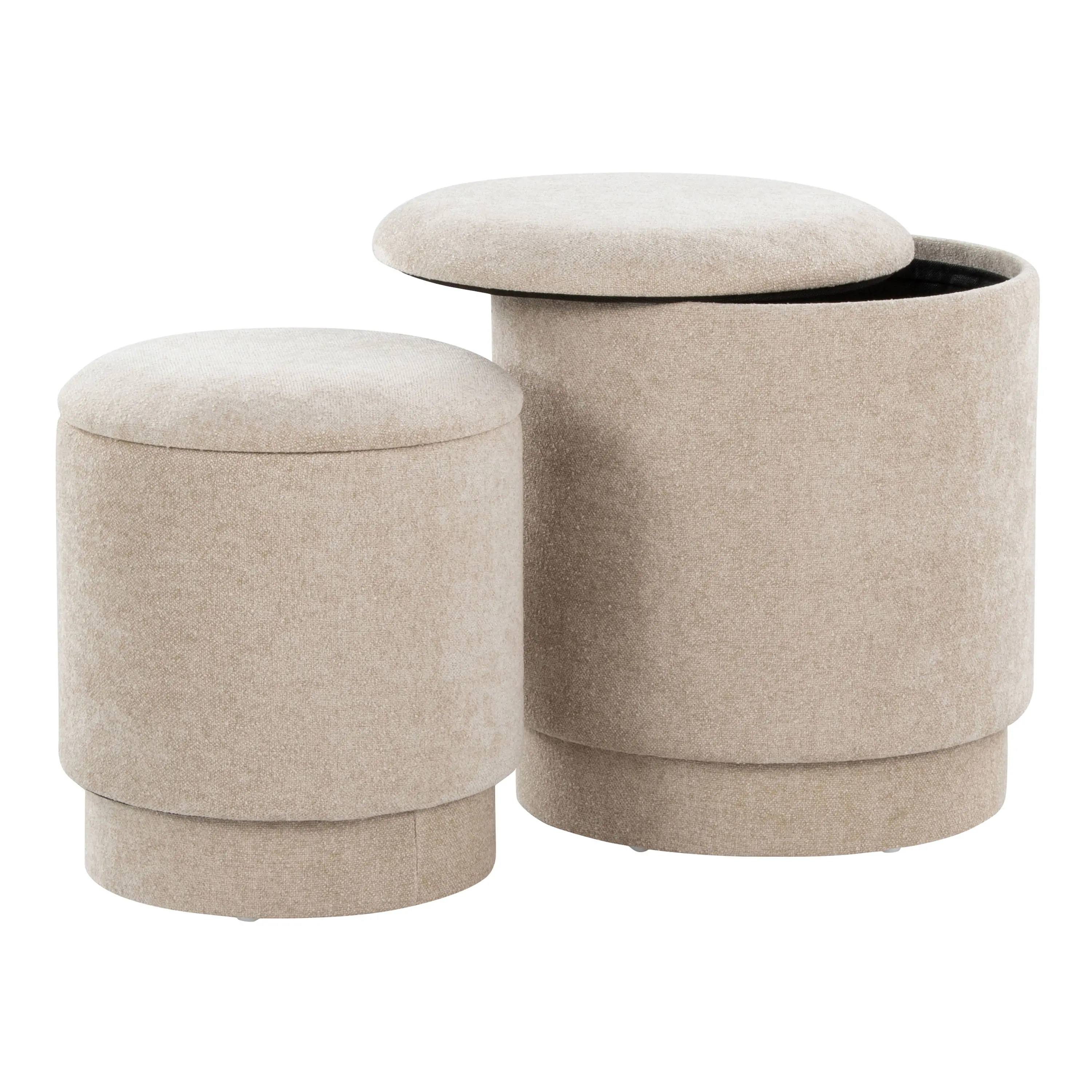 OT2-MARLAUP BG Marla Beige Upholstered Ottoman Set-3