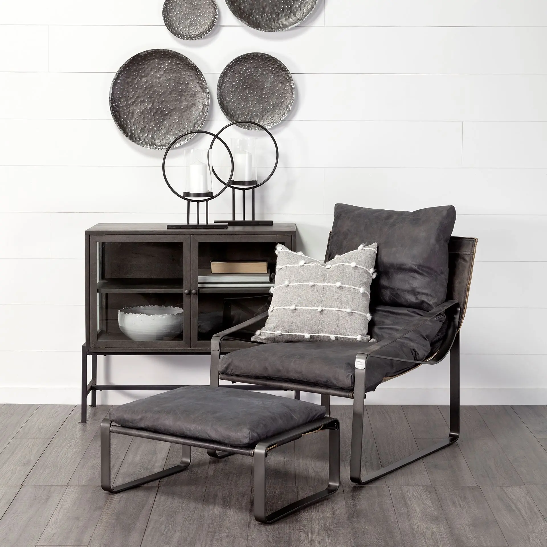 Arelius Black-Brown Glass Door Accent Cabinet-2
