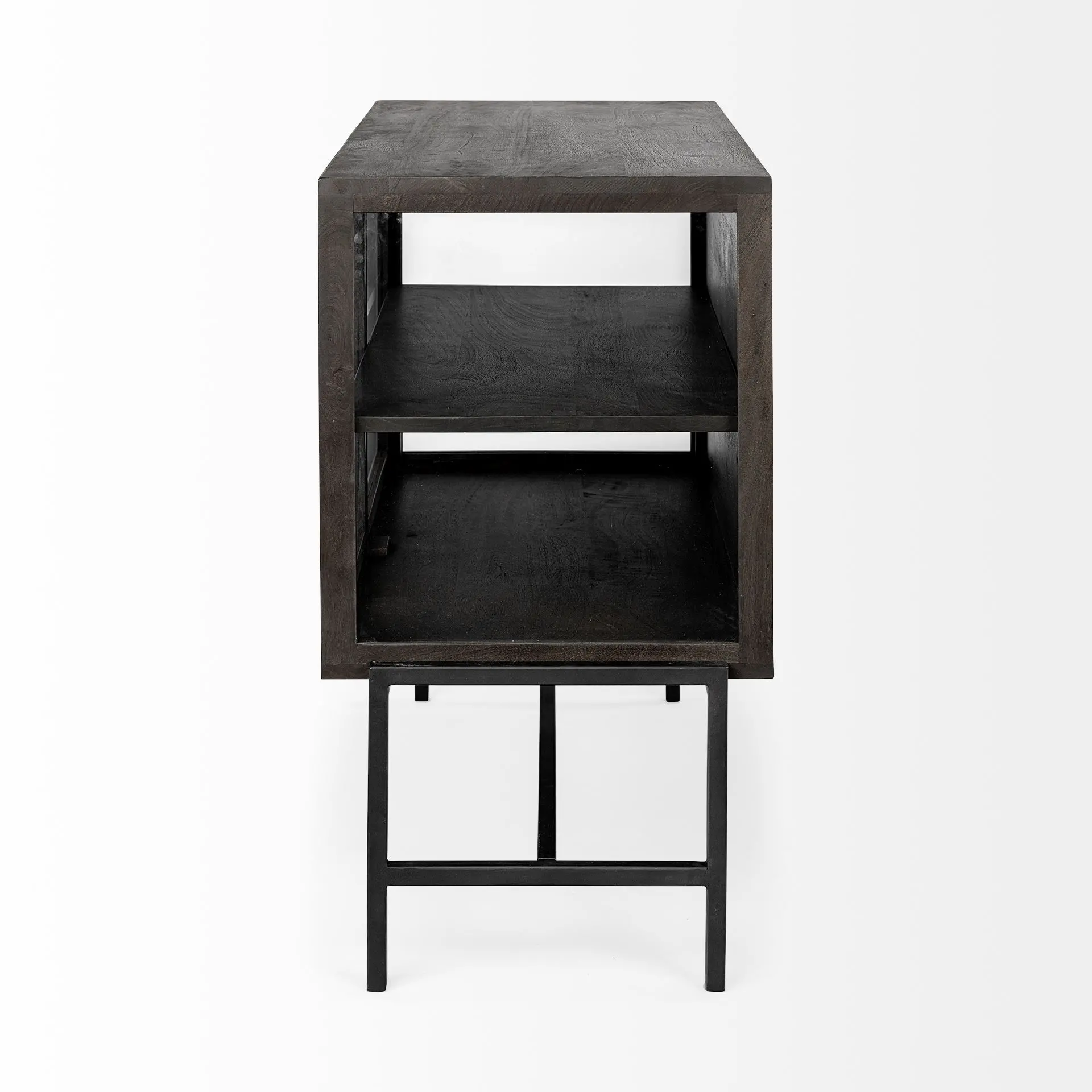 Arelius Black-Brown Glass Door Accent Cabinet-7