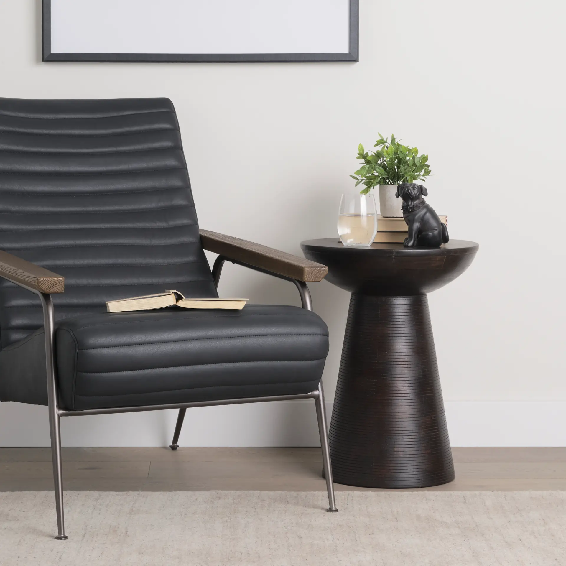 Novell Dark Wood Pedestal Accent Table-2