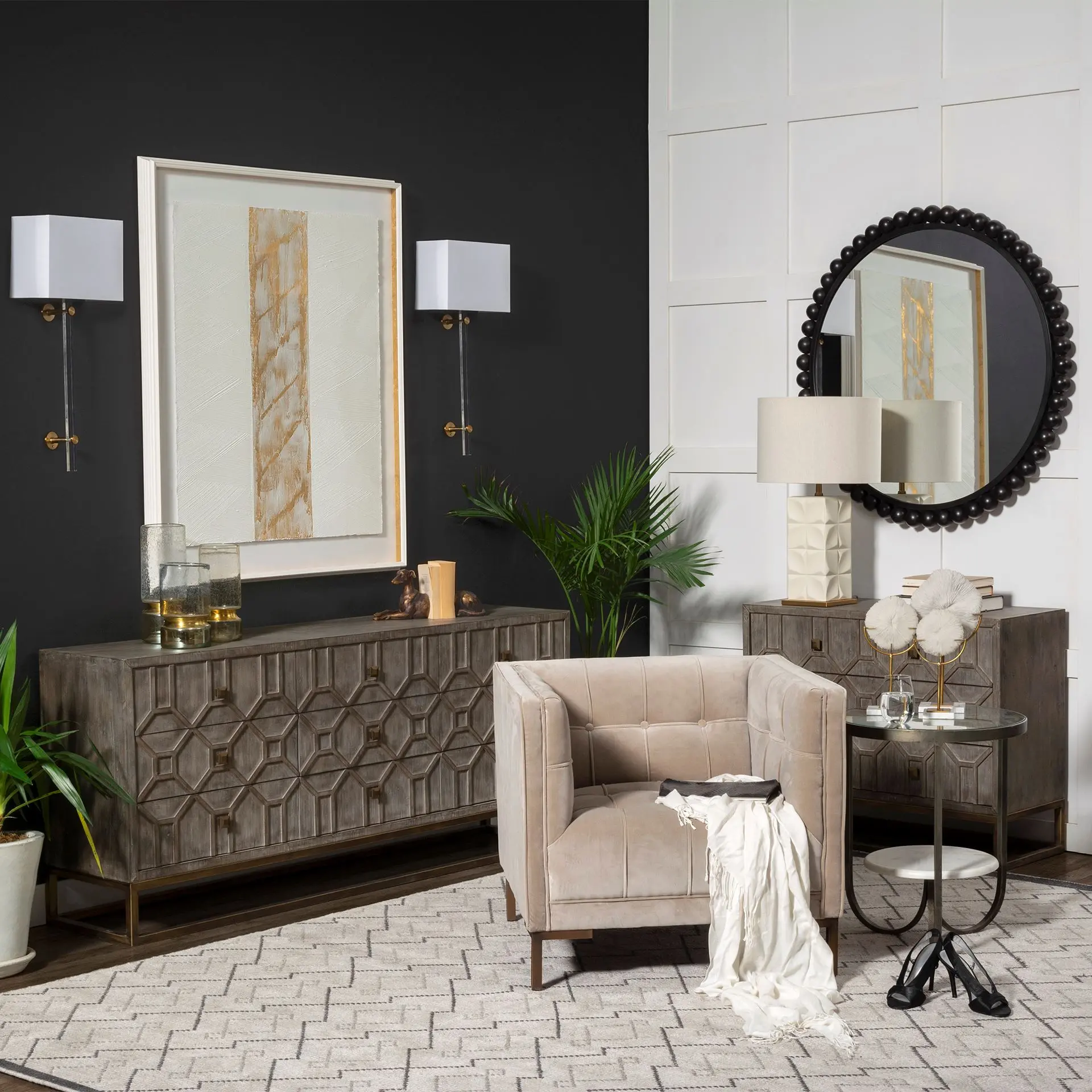 Reinhardt II 20 Round Glass and Marble Side Table-2