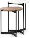 Larkin II White Marble and Brown Wood Nesting Accent Tables