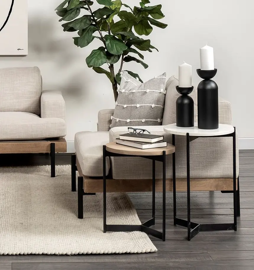 Larkin White Marble and Light Brown Wood Nesting Tables-1