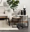 Larkin White Marble and Light Brown Wood Nesting Tables
