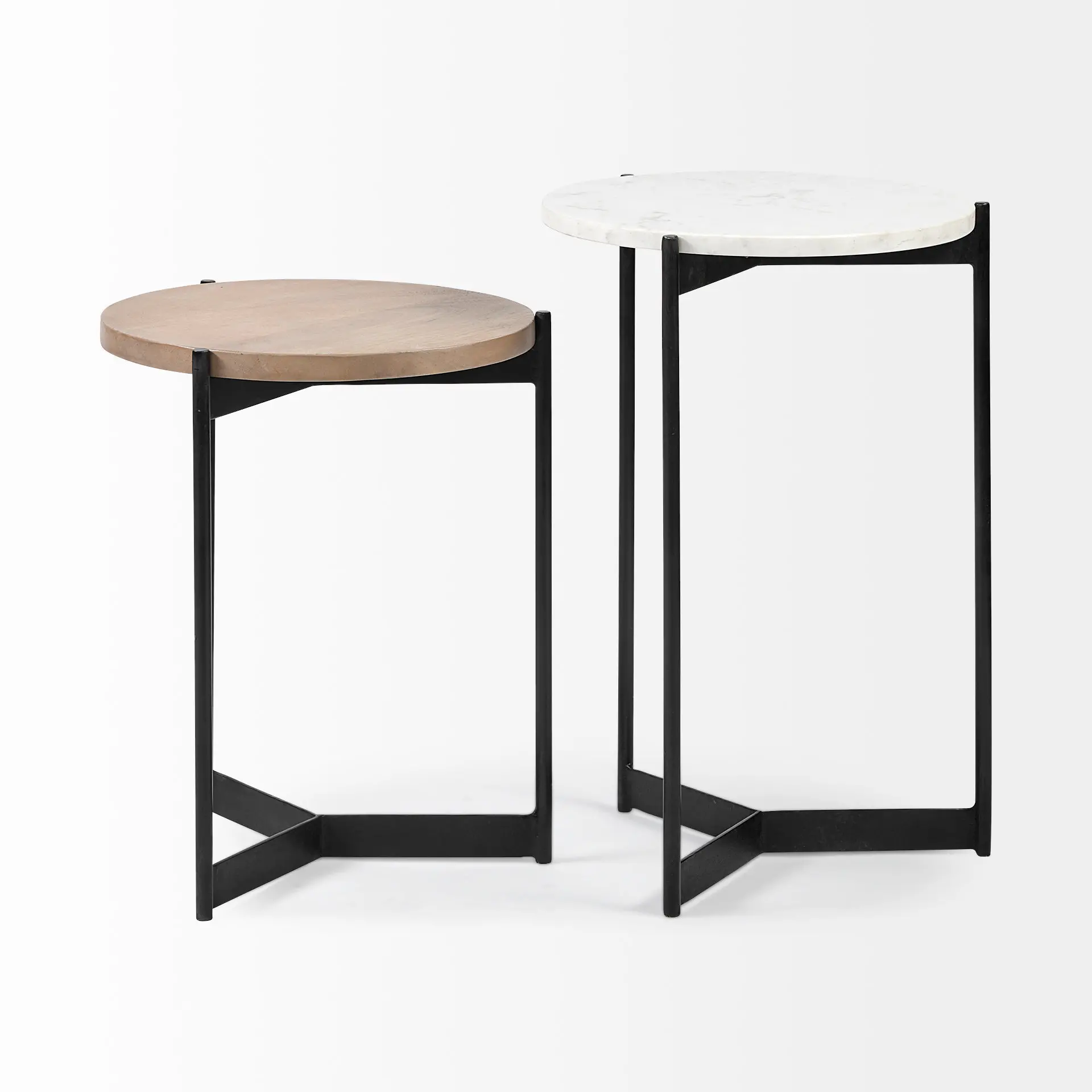 Larkin White Marble and Light Brown Wood Nesting Tables-4