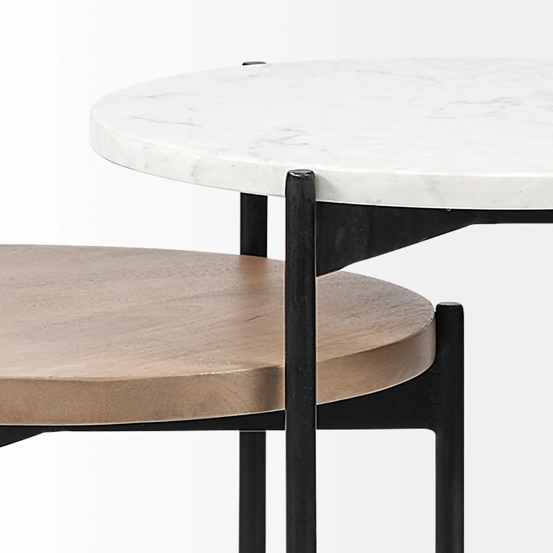 Larkin White Marble and Light Brown Wood Nesting Tables-7