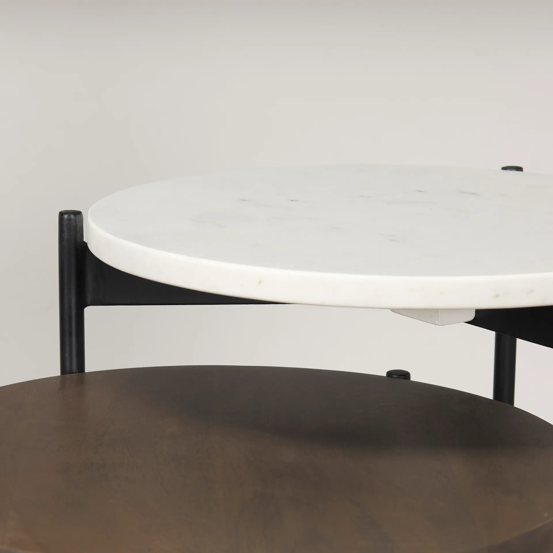 Larkin White Marble and Dark Brown Wood Nesting Tables-6