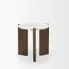 Rumer Dark Brown Wood with White Marble Side Table