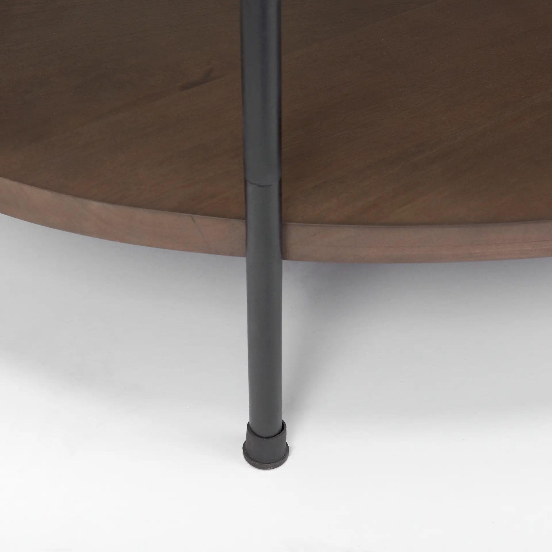 Larkin White Marble and Dark Brown Wood Oval Coffee Table-6