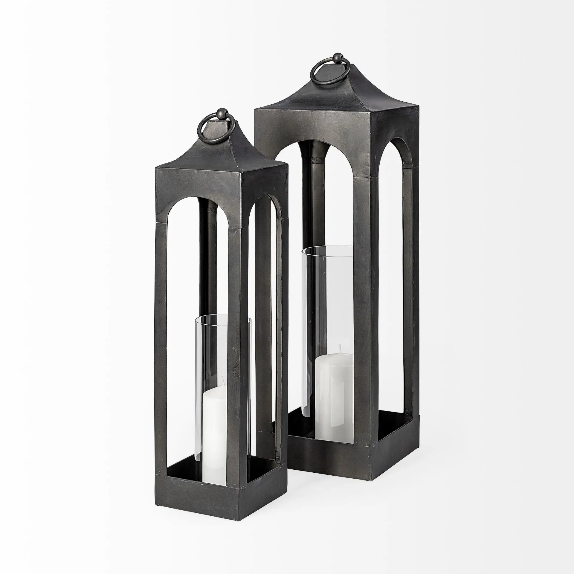 Ina Small Charcoal Metal Candle Lantern-1