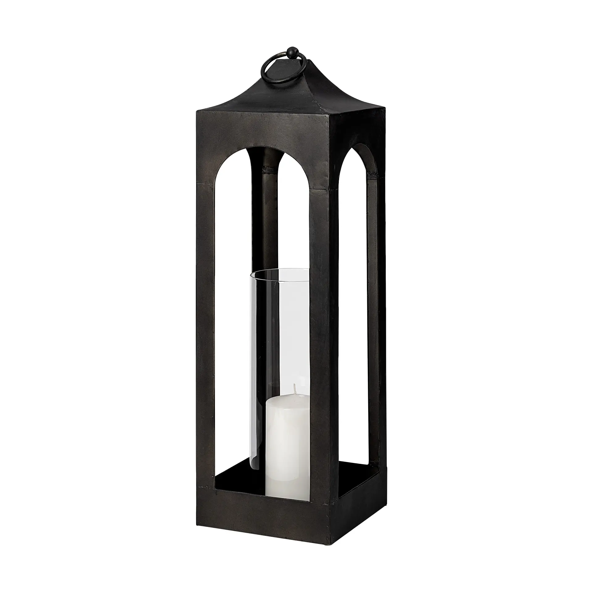 Ina Small Charcoal Metal Candle Lantern-3