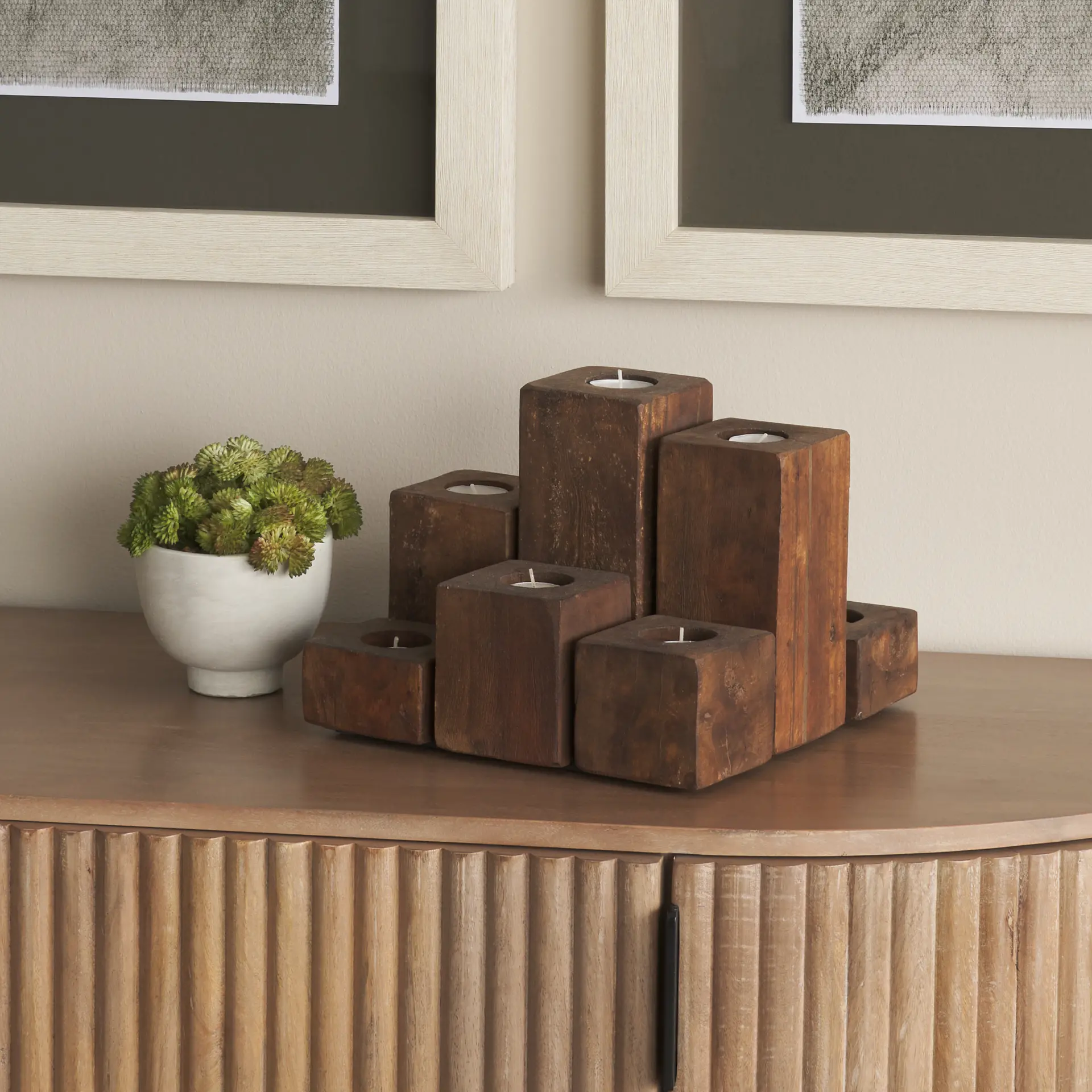 Cassius Wood Block Candle Holder-1