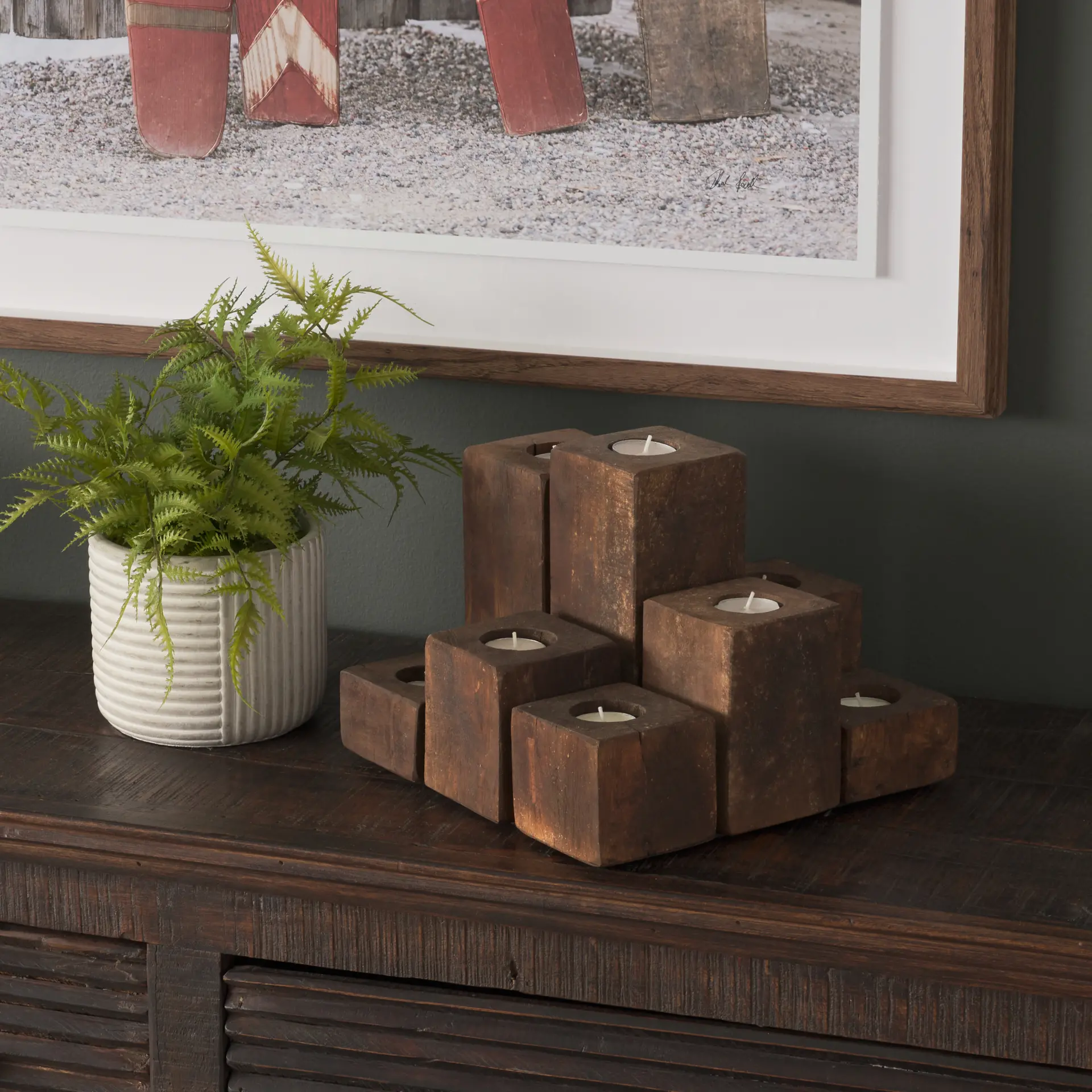 Cassius Wood Block Candle Holder-2